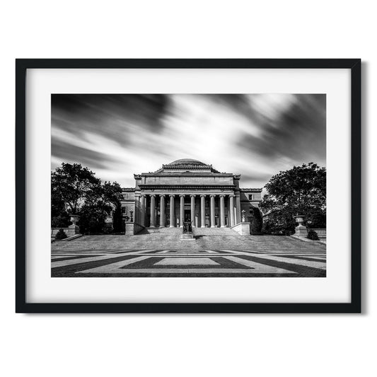 Black and white fine art print of Columbia University Upper Manhattan New York City
