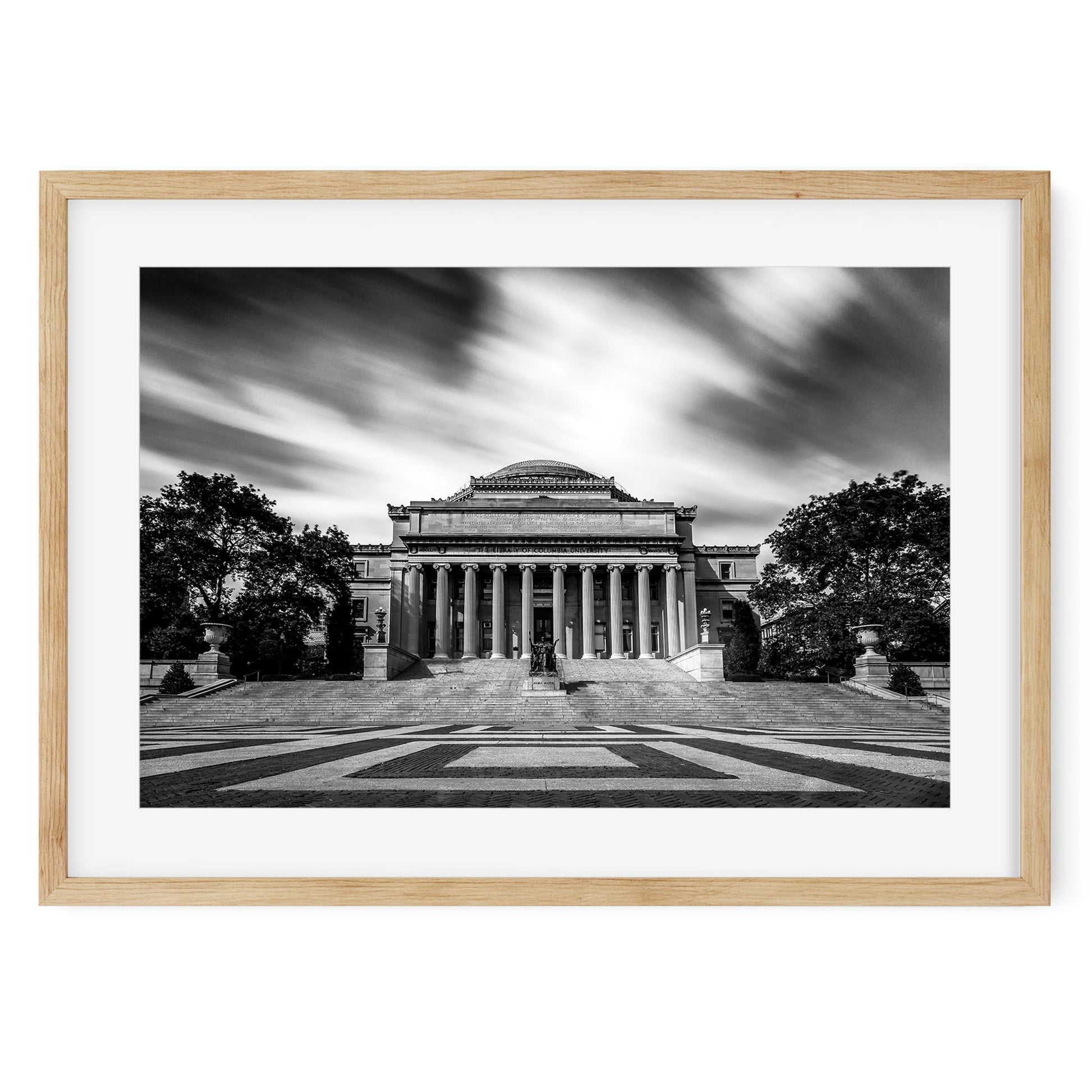 Black and white fine art print of Columbia University Upper Manhattan New York City