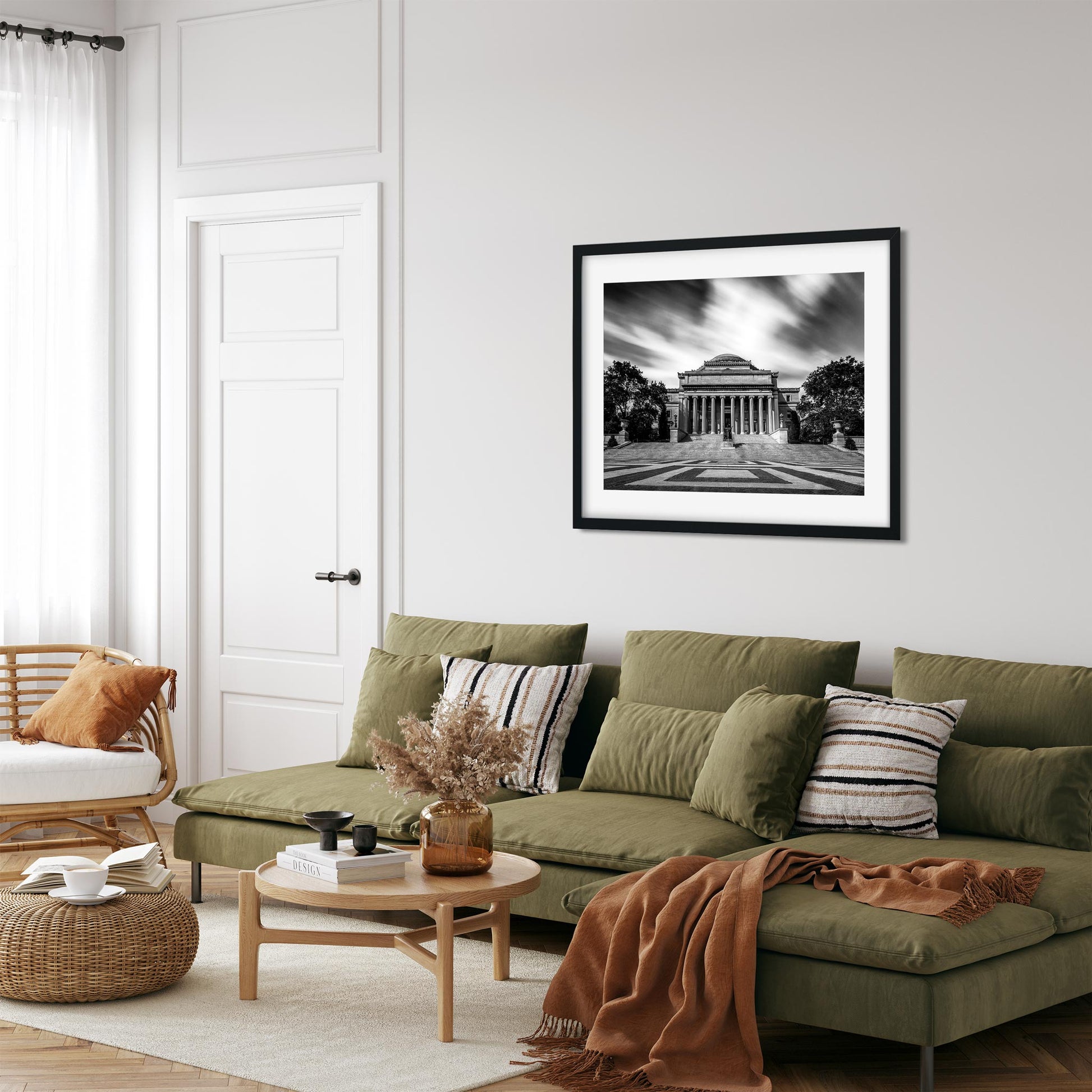 Black and white fine art print of Columbia University Upper Manhattan New York City