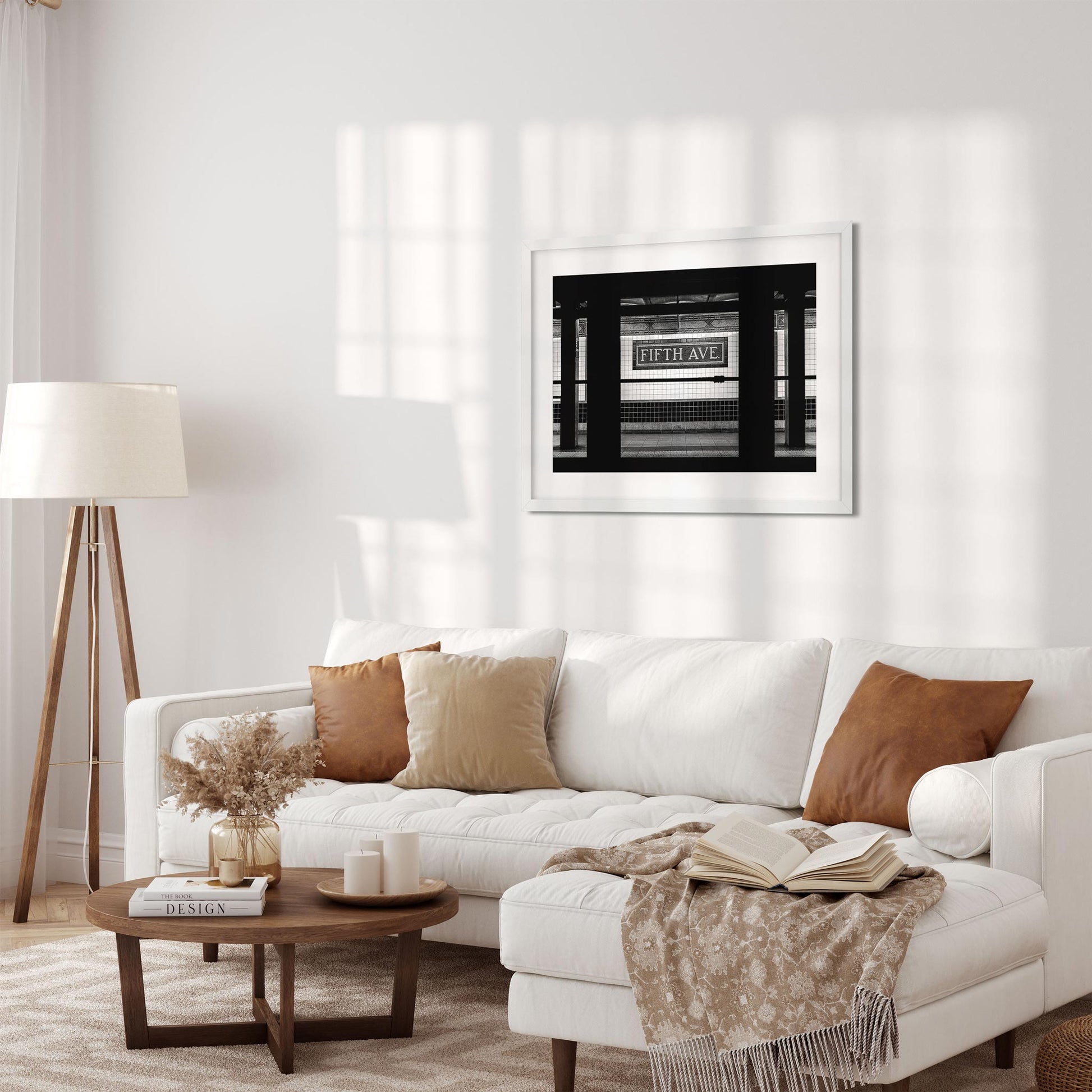 Black and white fine art print of Fifth Avenue Subway Midtown Manhattan New York City