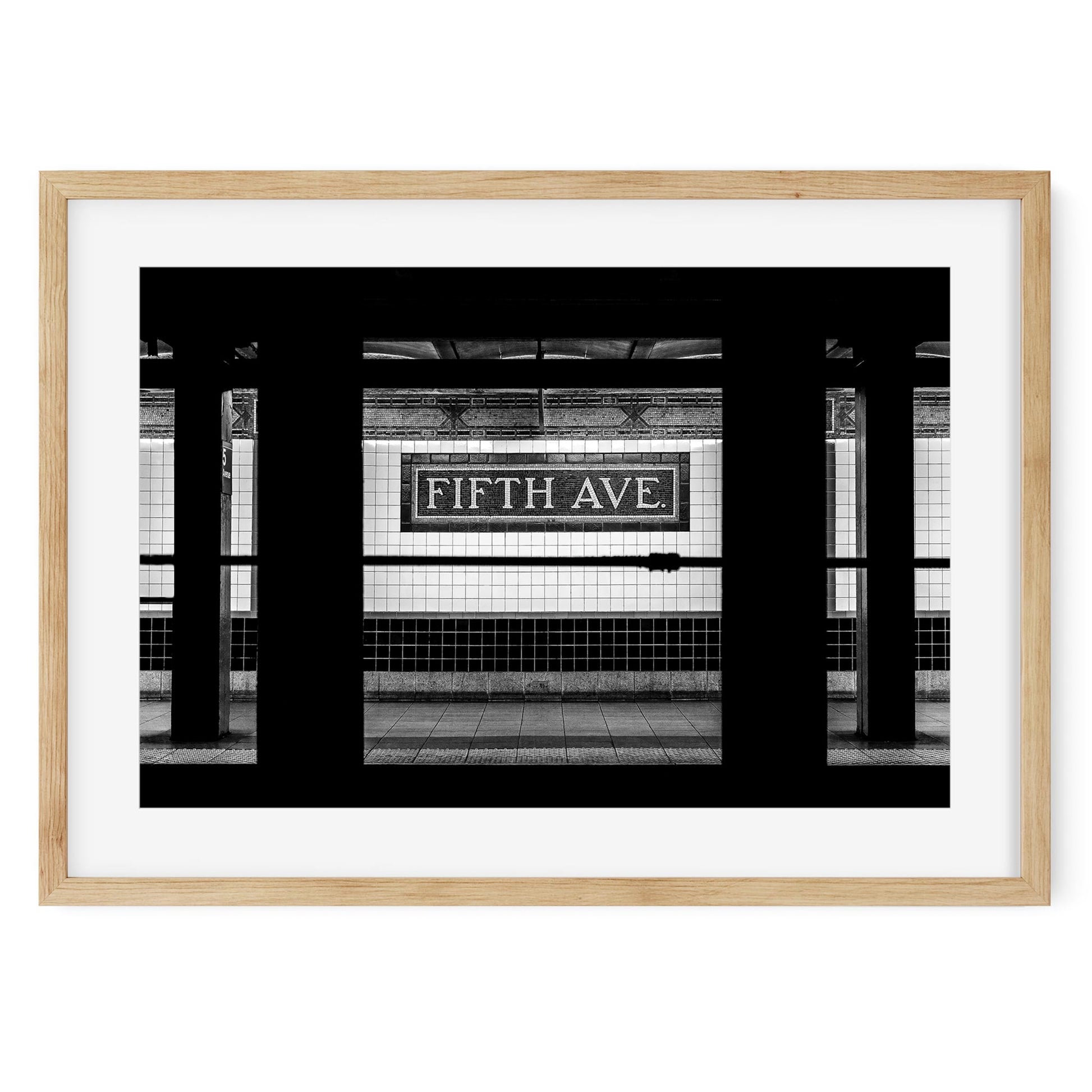 Black and white fine art print of Fifth Avenue Subway Midtown Manhattan New York City