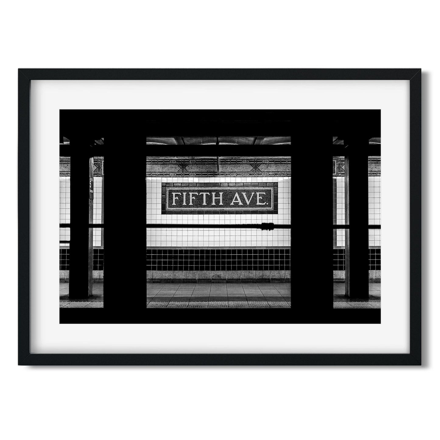 Black and white fine art print of Fifth Avenue Subway Midtown Manhattan New York City