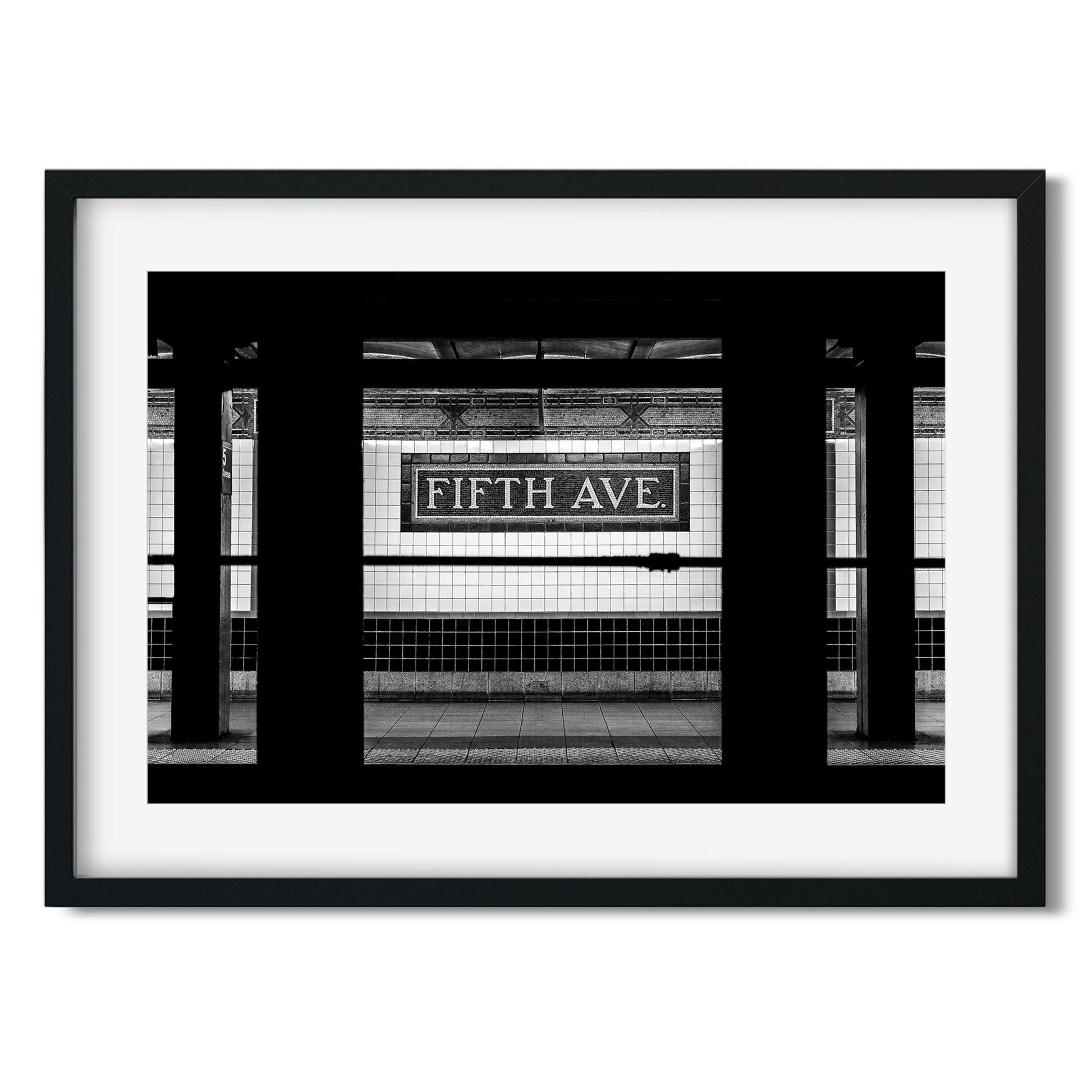 Black and white fine art print of Fifth Avenue Subway Midtown Manhattan New York City