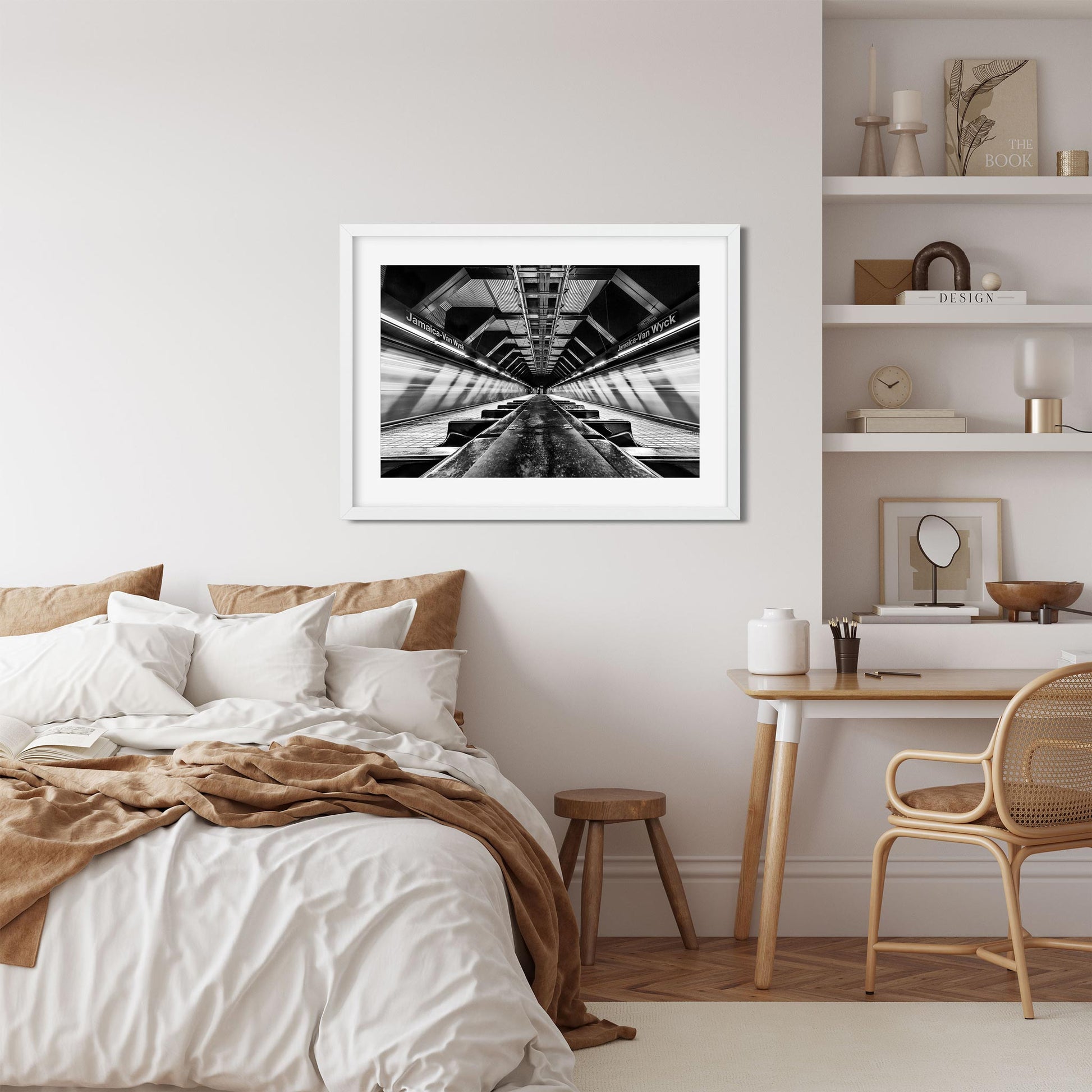 Black and white fine art print of Jamaica-Van Wyck Subway Station Queens New York