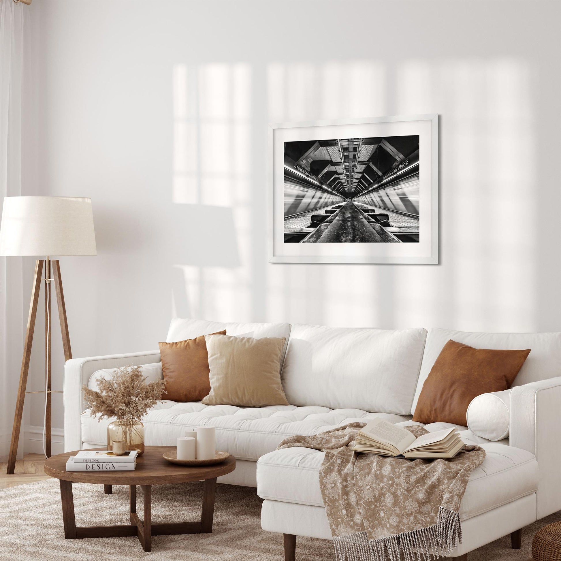 Black and white fine art print of Jamaica-Van Wyck Subway Station Queens New York