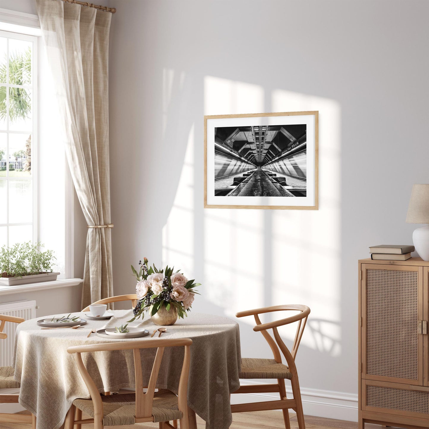 Black and white fine art print of Jamaica-Van Wyck Subway Station Queens New York