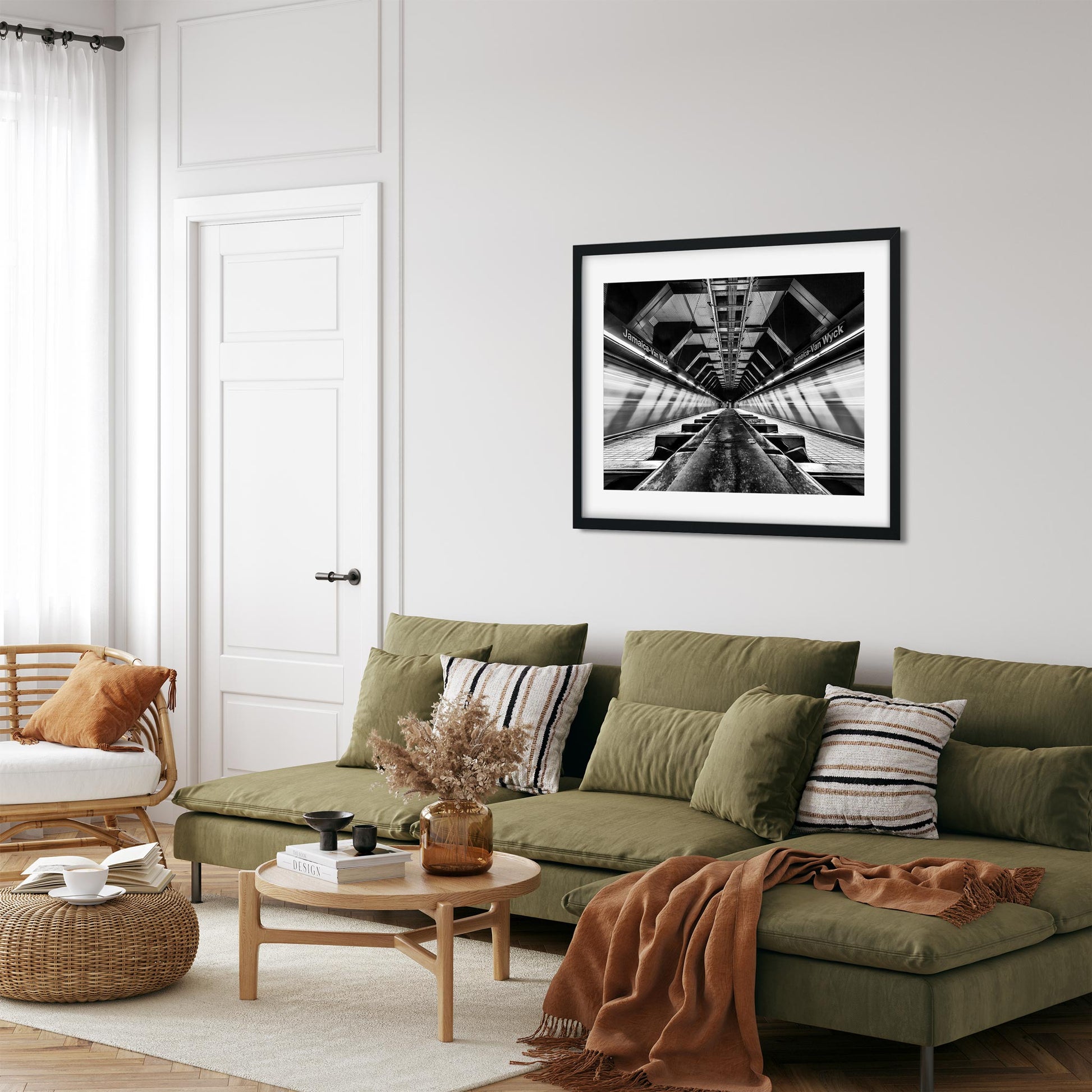 Black and white fine art print of Jamaica-Van Wyck Subway Station Queens New York