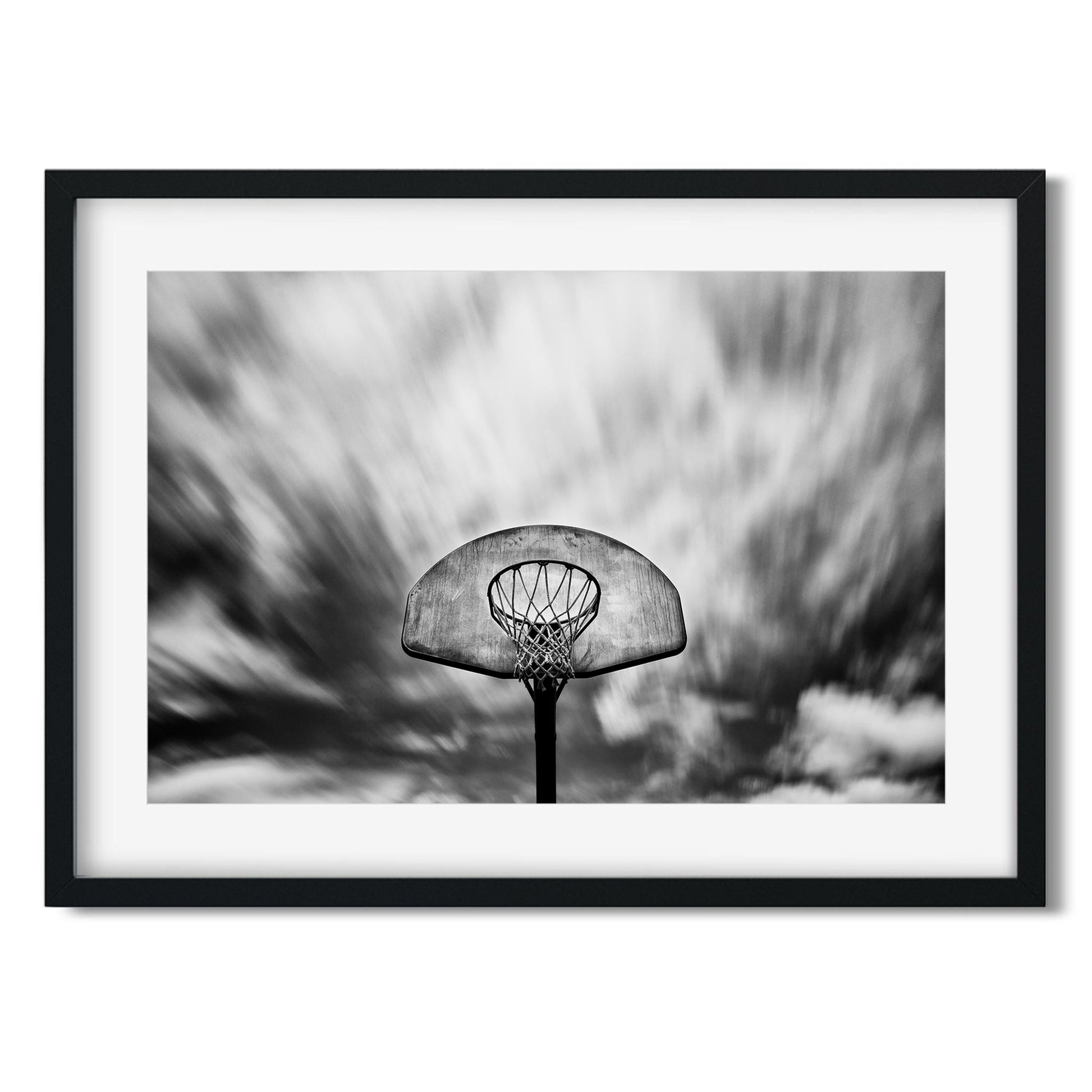 Black and white fine art print of Vintage Basketball Hoop, Rockaway Beach Queens New York