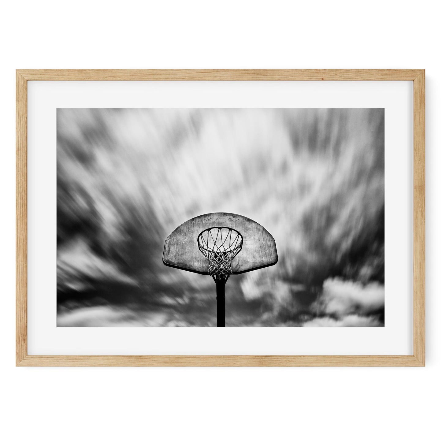 Black and white fine art print of Vintage Basketball Hoop, Rockaway Beach Queens New York