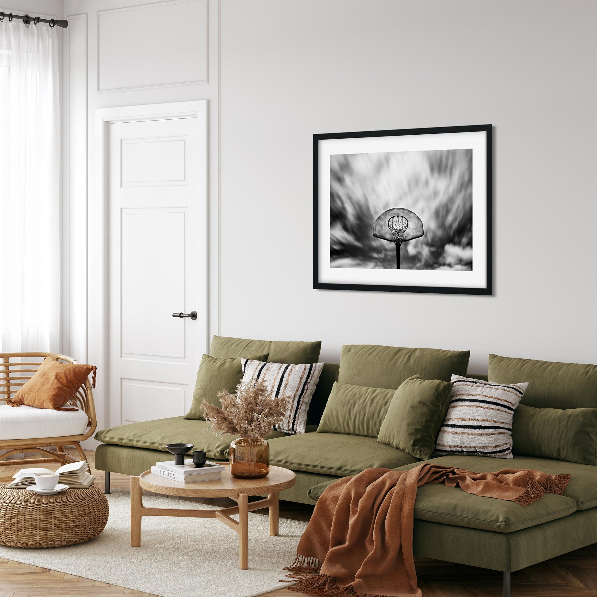 Black and white fine art print of Vintage Basketball Hoop, Rockaway Beach Queens New York