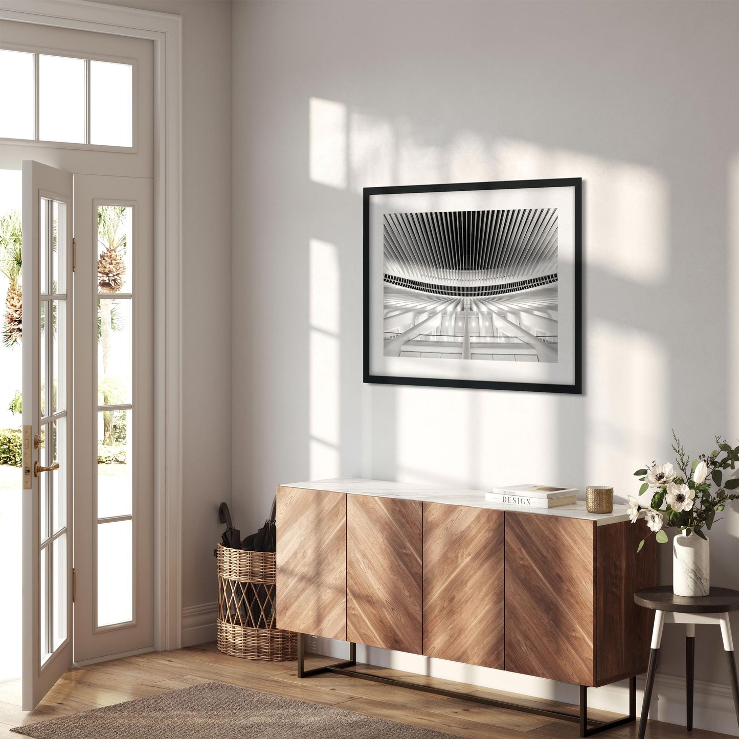 Black and white fine art print of World Trade Center Oculus Lower Manhattan New York City