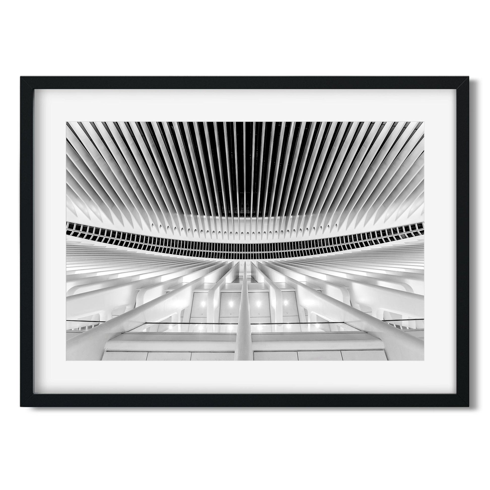 Black and white fine art print of World Trade Center Oculus Lower Manhattan New York City