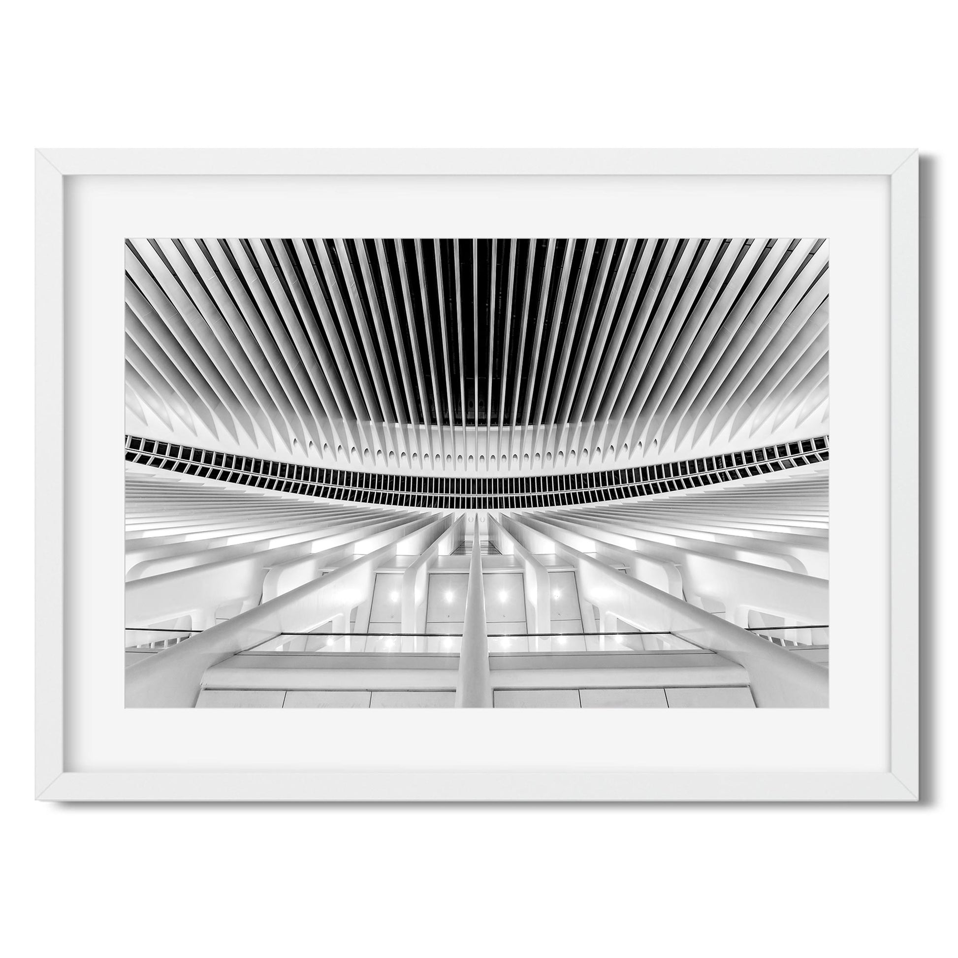 Black and white fine art print of World Trade Center Oculus Lower Manhattan New York City