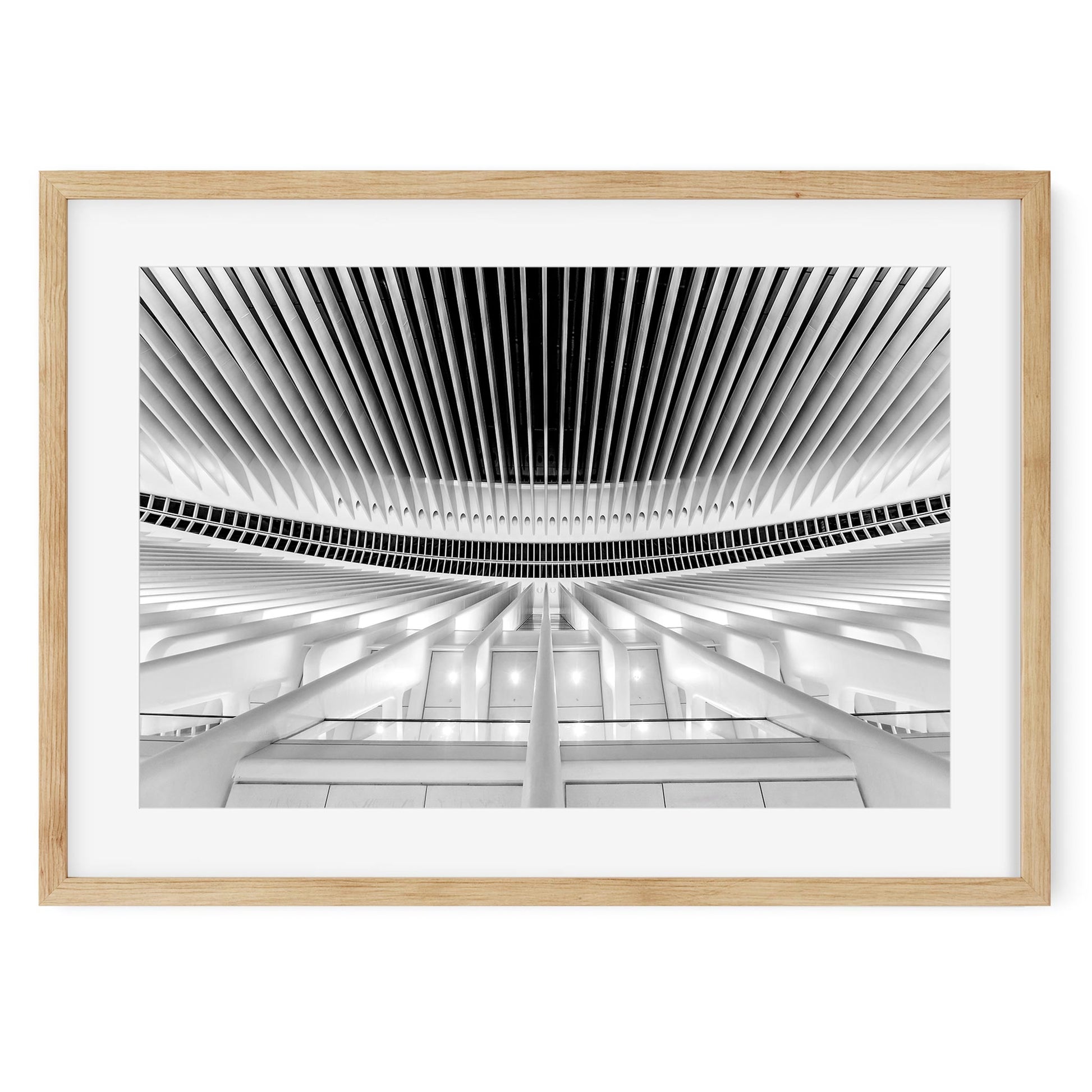 Black and white fine art print of World Trade Center Oculus Lower Manhattan New York City