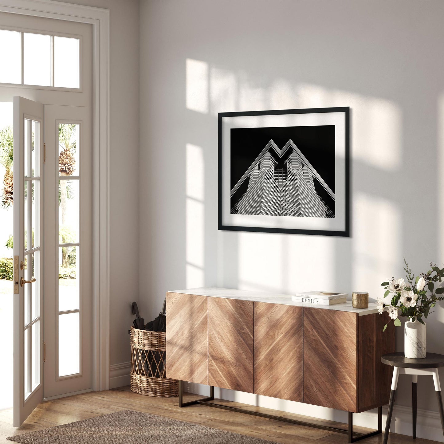 Black and white fine art print of 60 Wall Street Lower Manhattan New York City