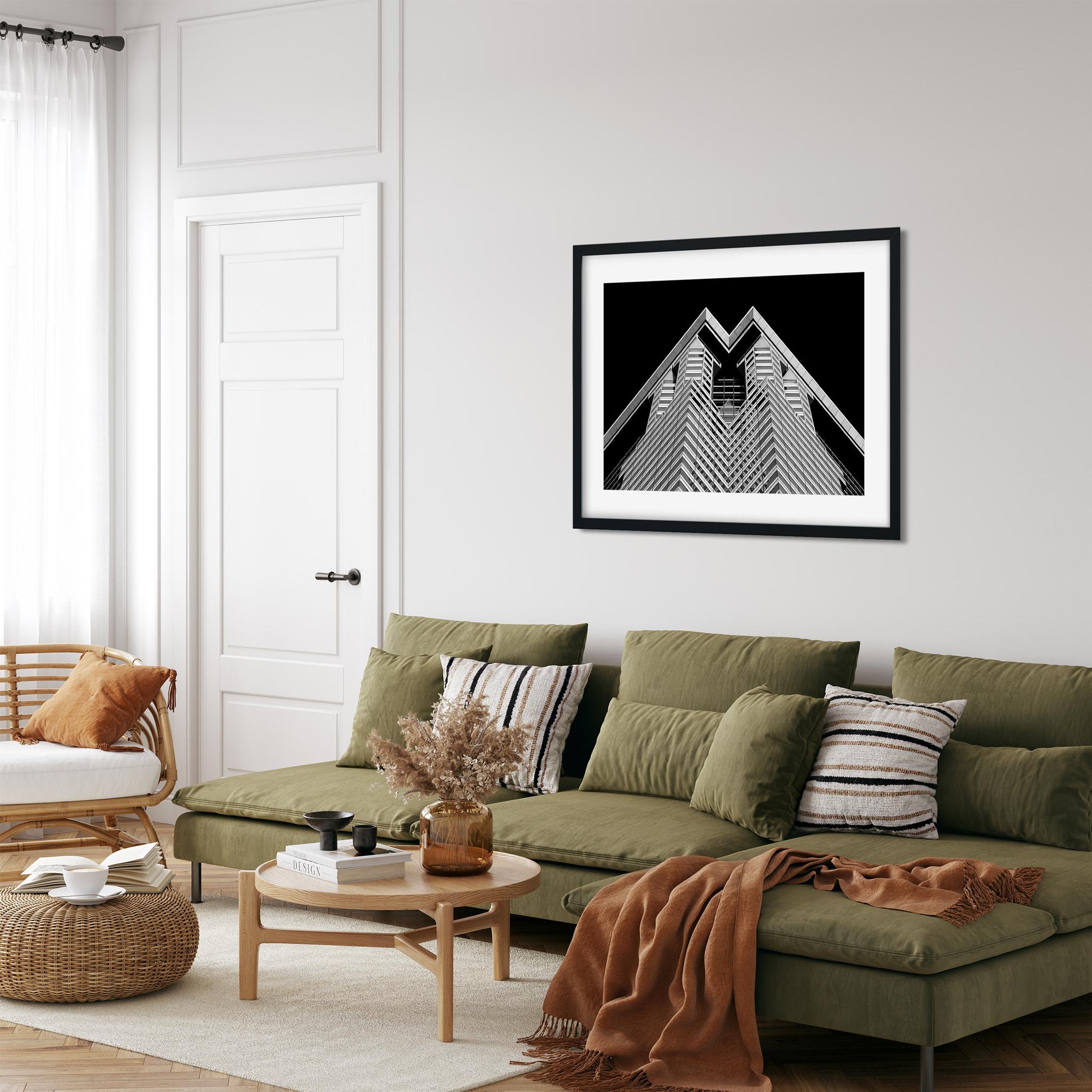 Black and white fine art print of 60 Wall Street Lower Manhattan New York City