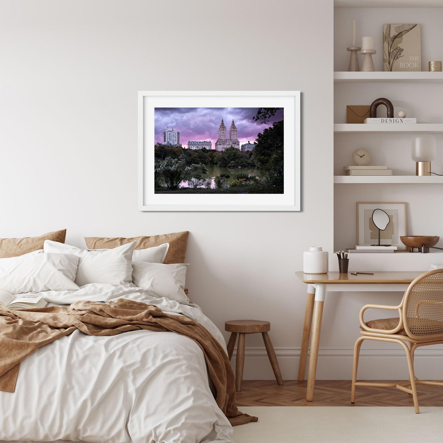 Fine art print of Sunset Appear at Purple Color over the Lake in Central Park New York City