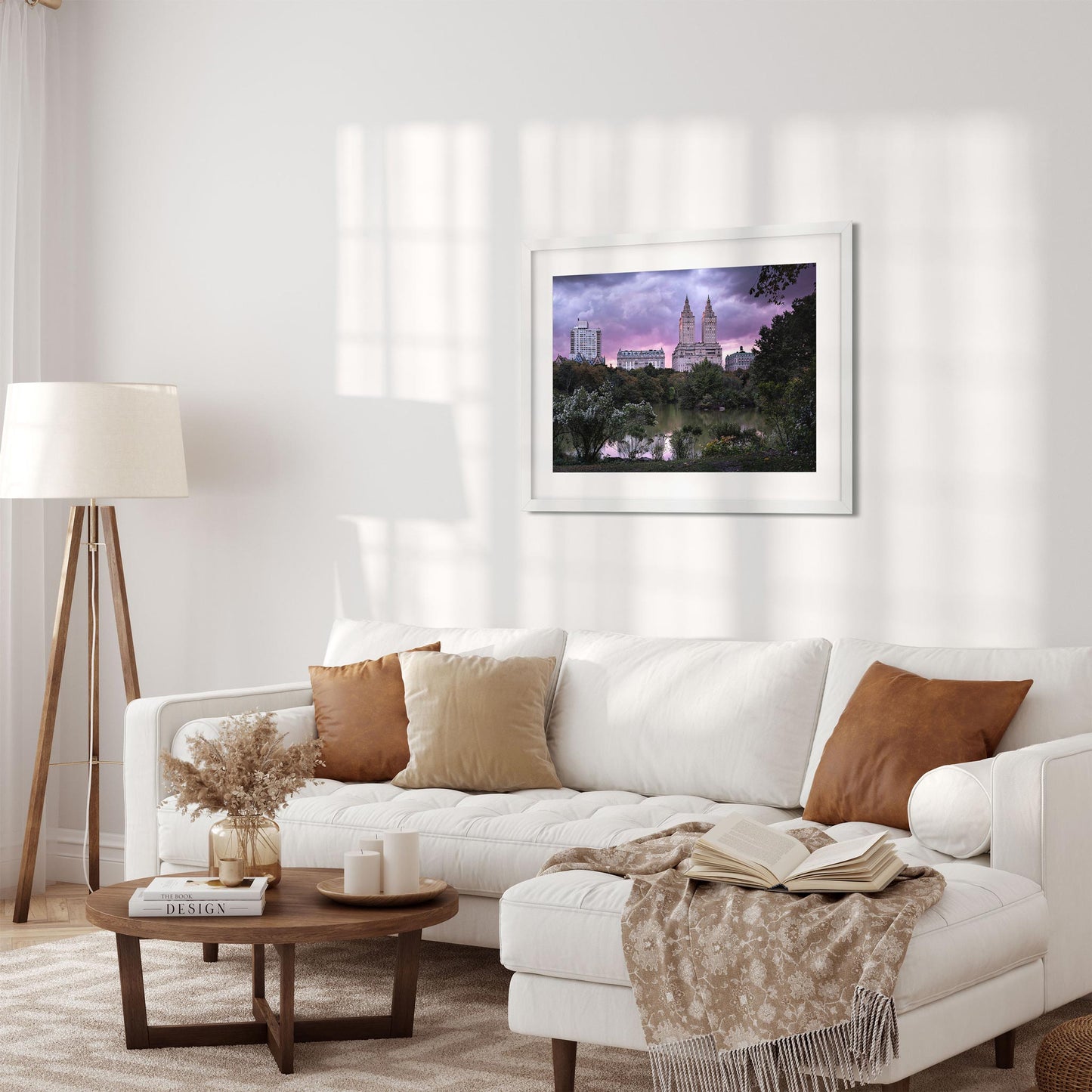 Fine art print of Sunset Appear at Purple Color over the Lake in Central Park New York City