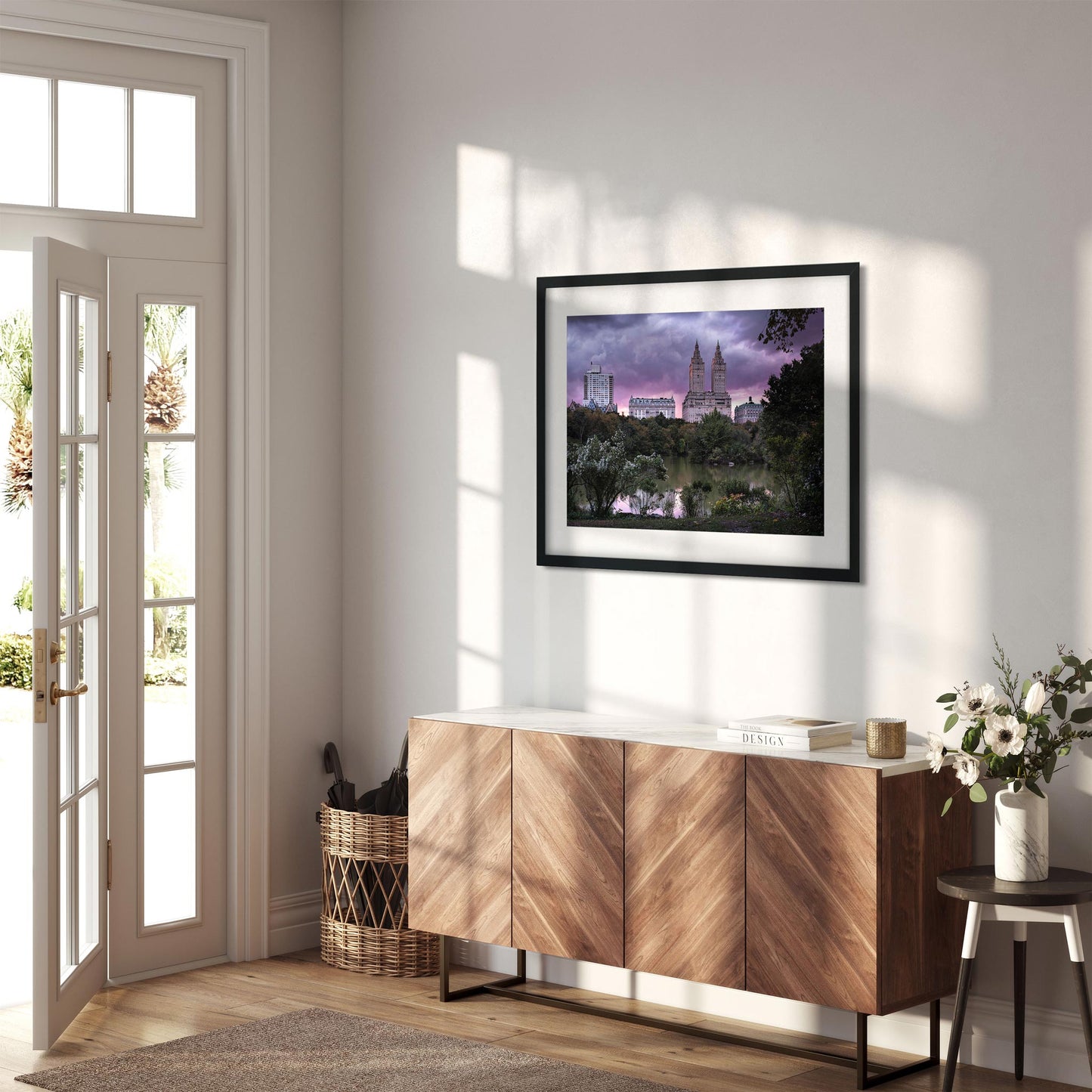 Fine art print of Sunset Appear at Purple Color over the Lake in Central Park New York City