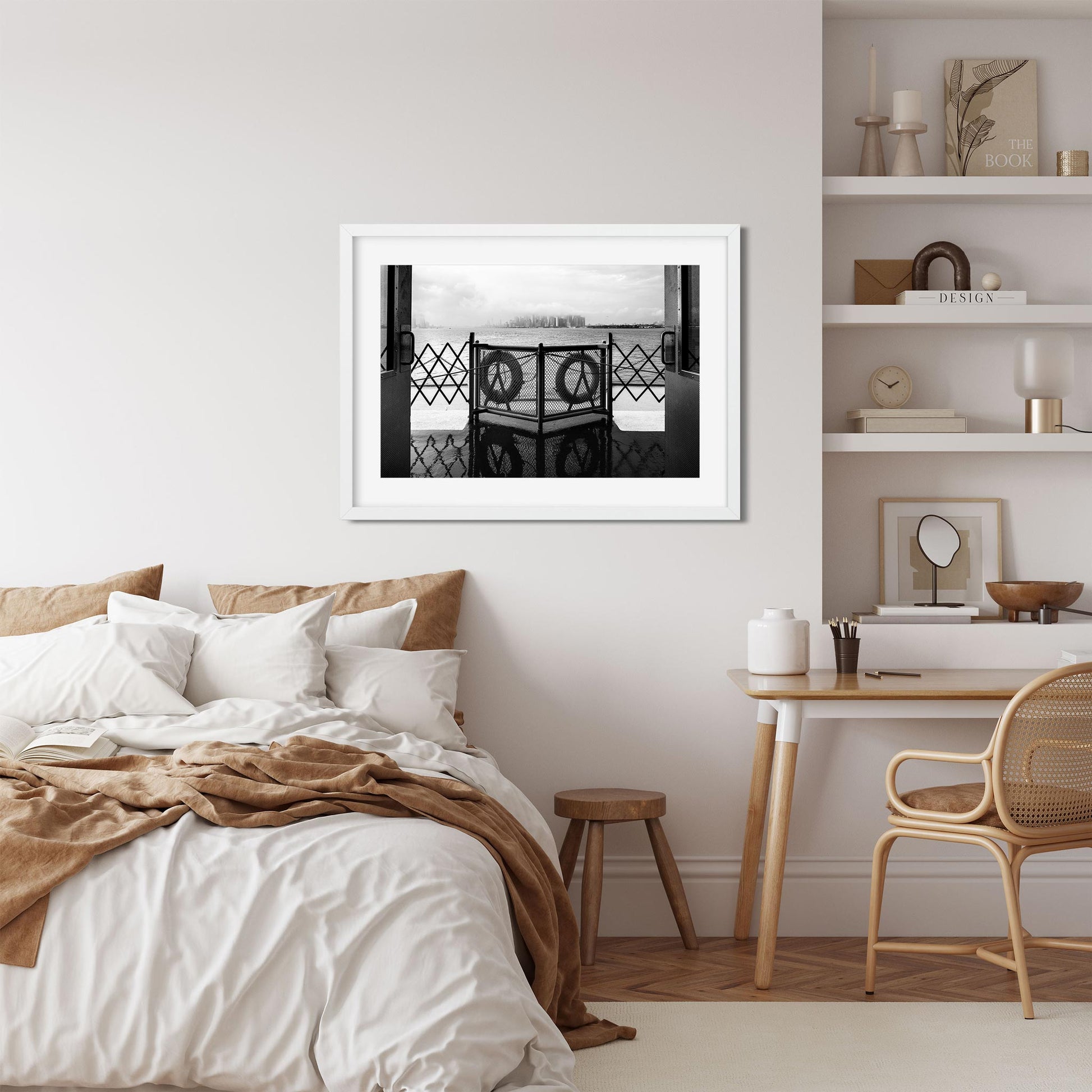 Black and white fine art print of Staten Island Ferry New York City