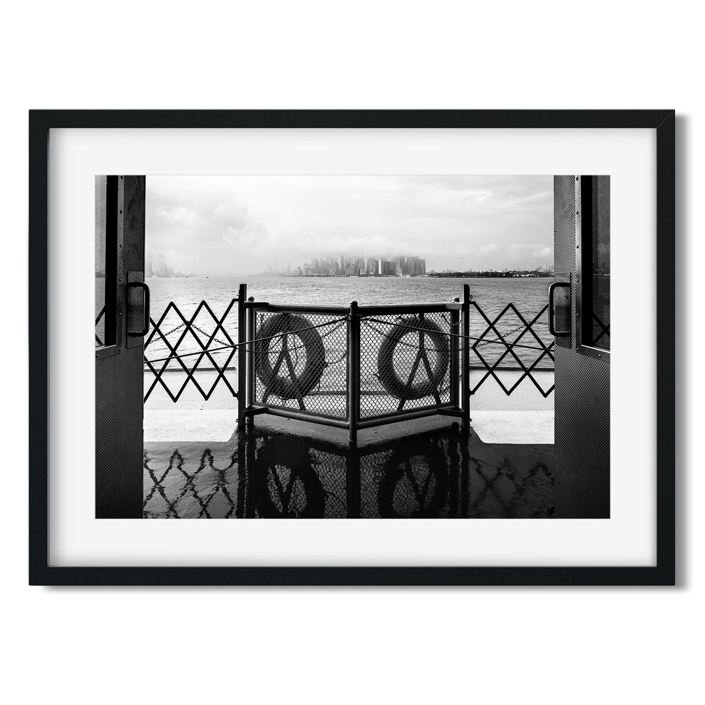 Black and white fine art print of Staten Island Ferry New York City