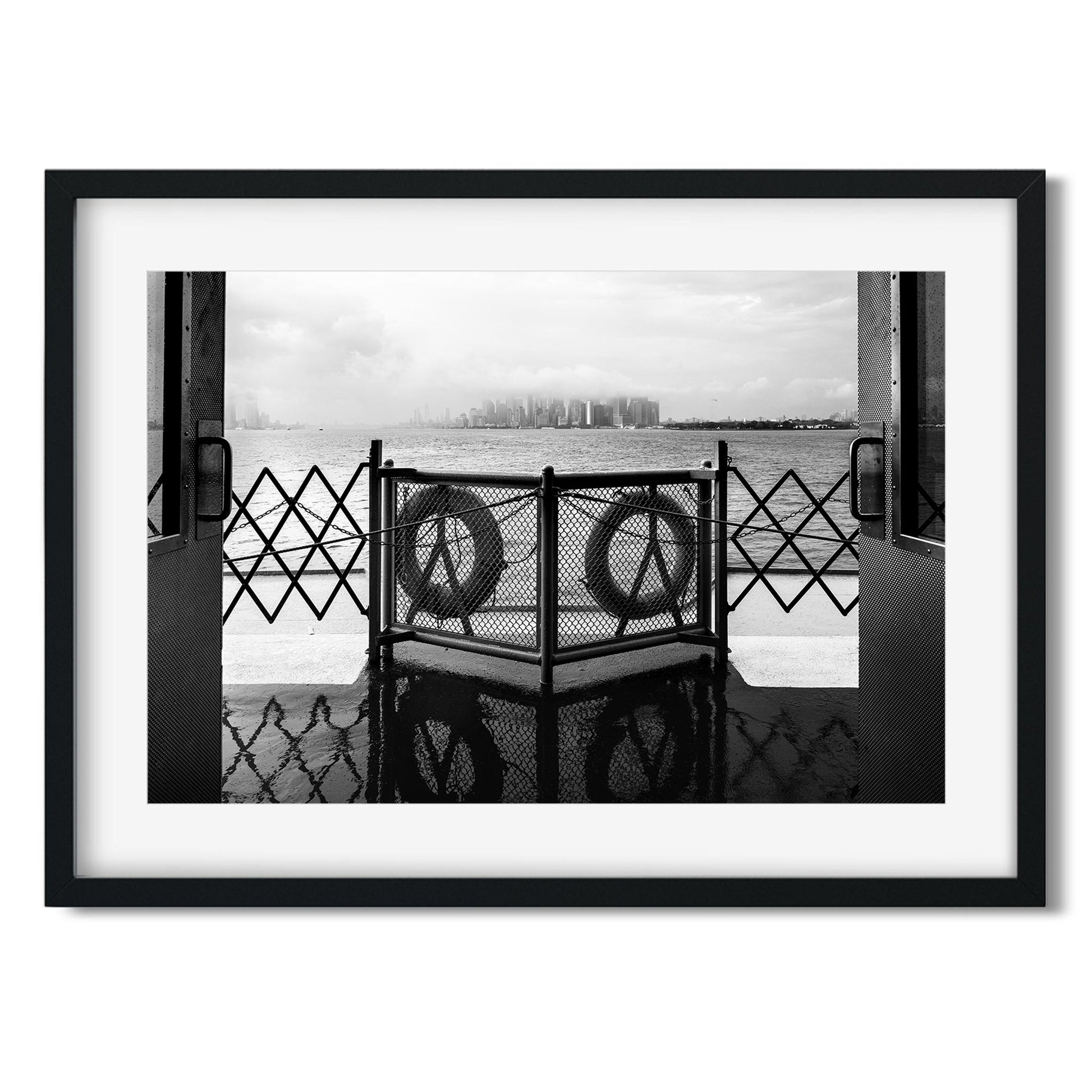Black and white fine art print of Staten Island Ferry New York City