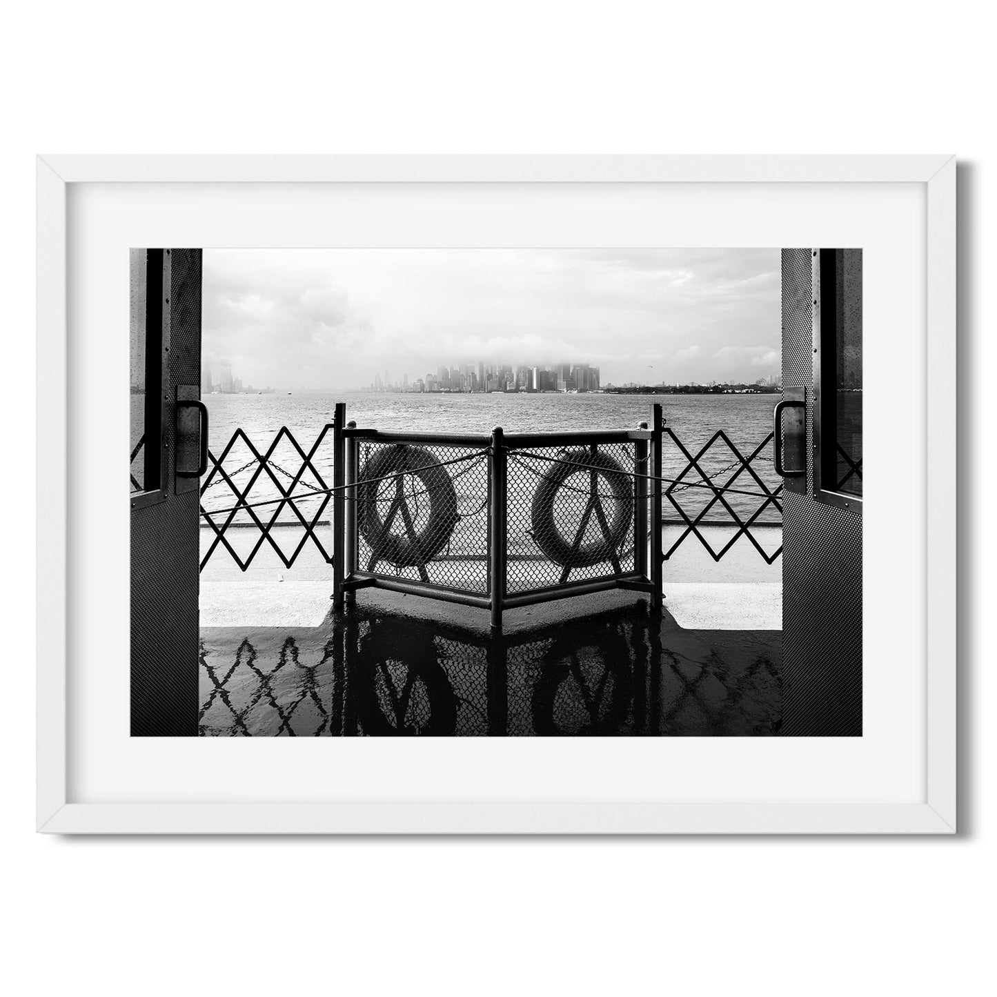 Black and white fine art print of Staten Island Ferry New York City