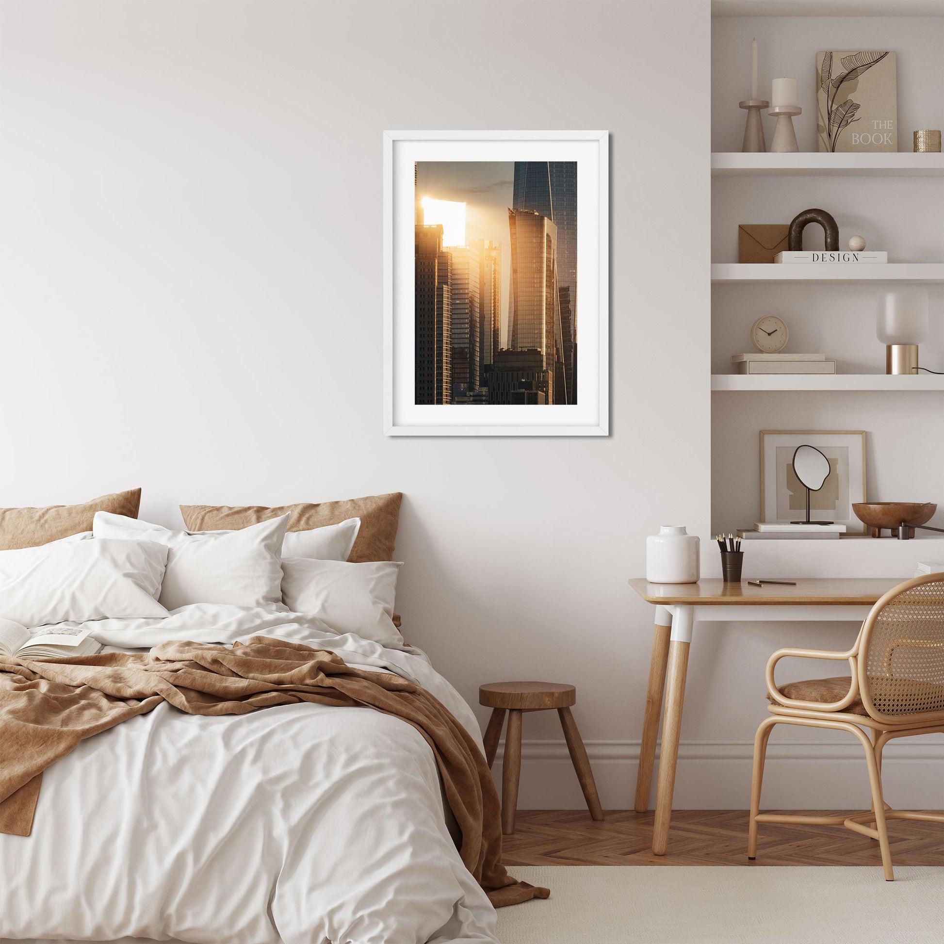 Fine art print of Sunset Light Reflected on Skyscrapers in Lower Manhattan New York City