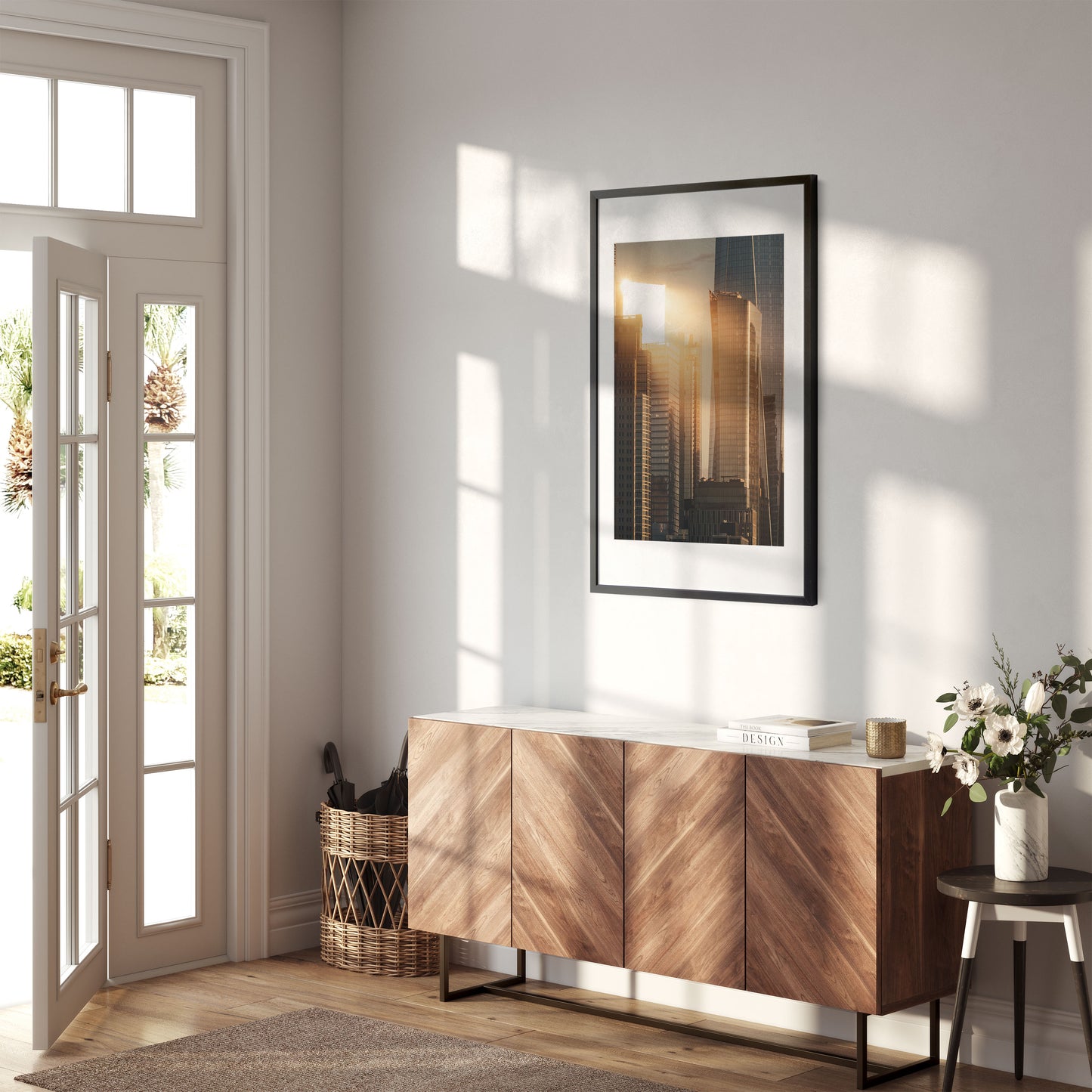 Sunset reflected Lower Manhattan New York City 2021