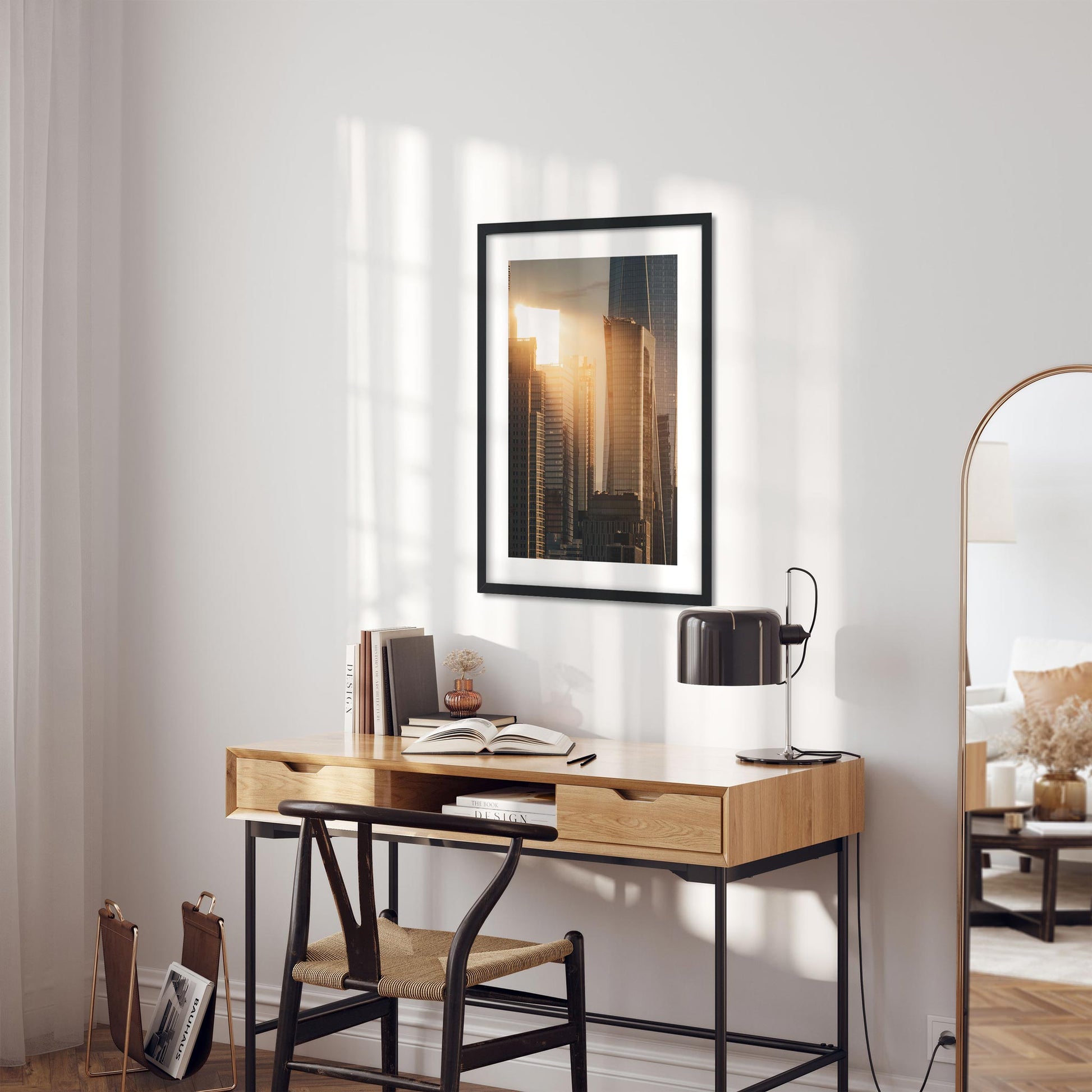 Fine art print of Sunset Light Reflected on Skyscrapers in Lower Manhattan New York City