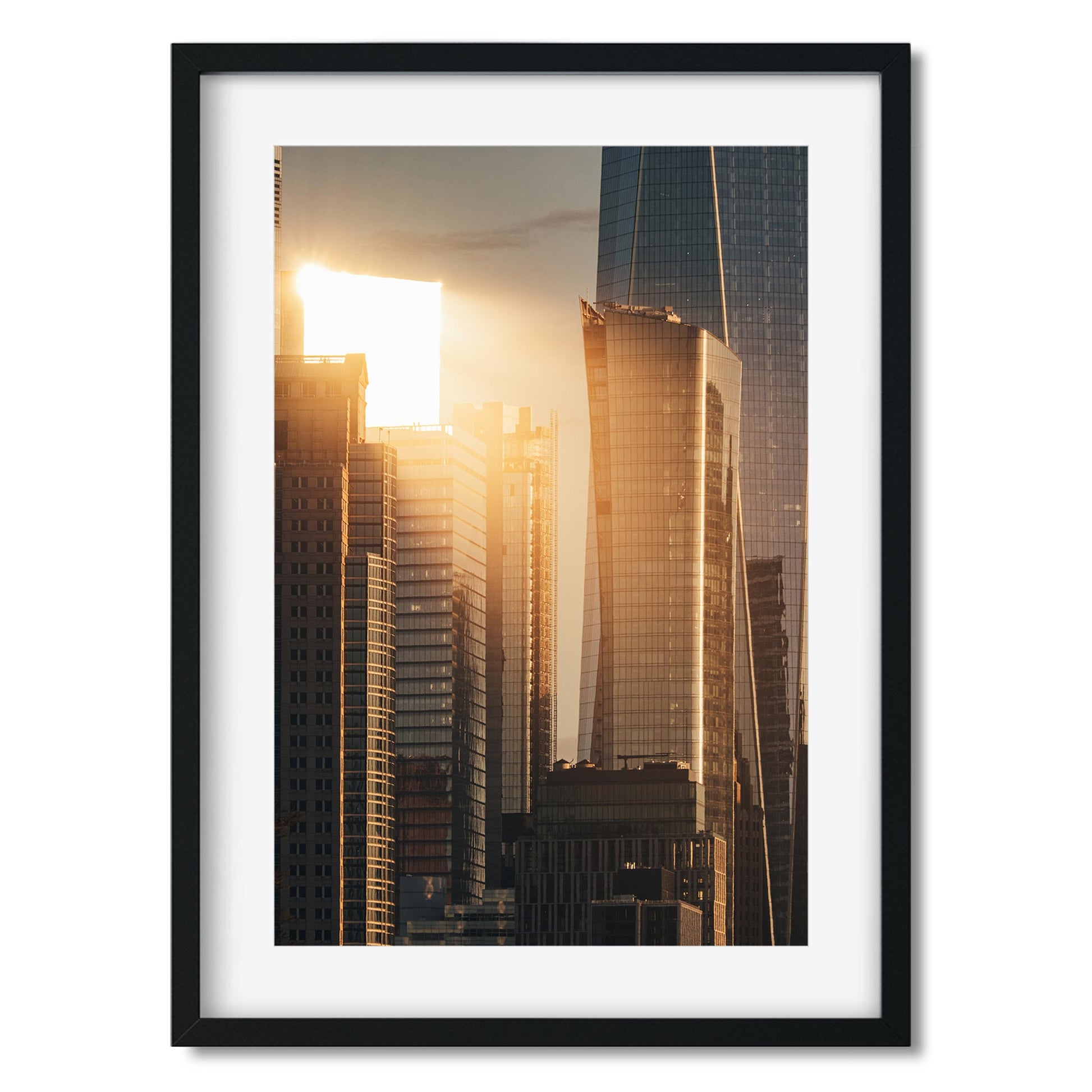 Fine art print of Sunset Light Reflected on Skyscrapers in Lower Manhattan New York City