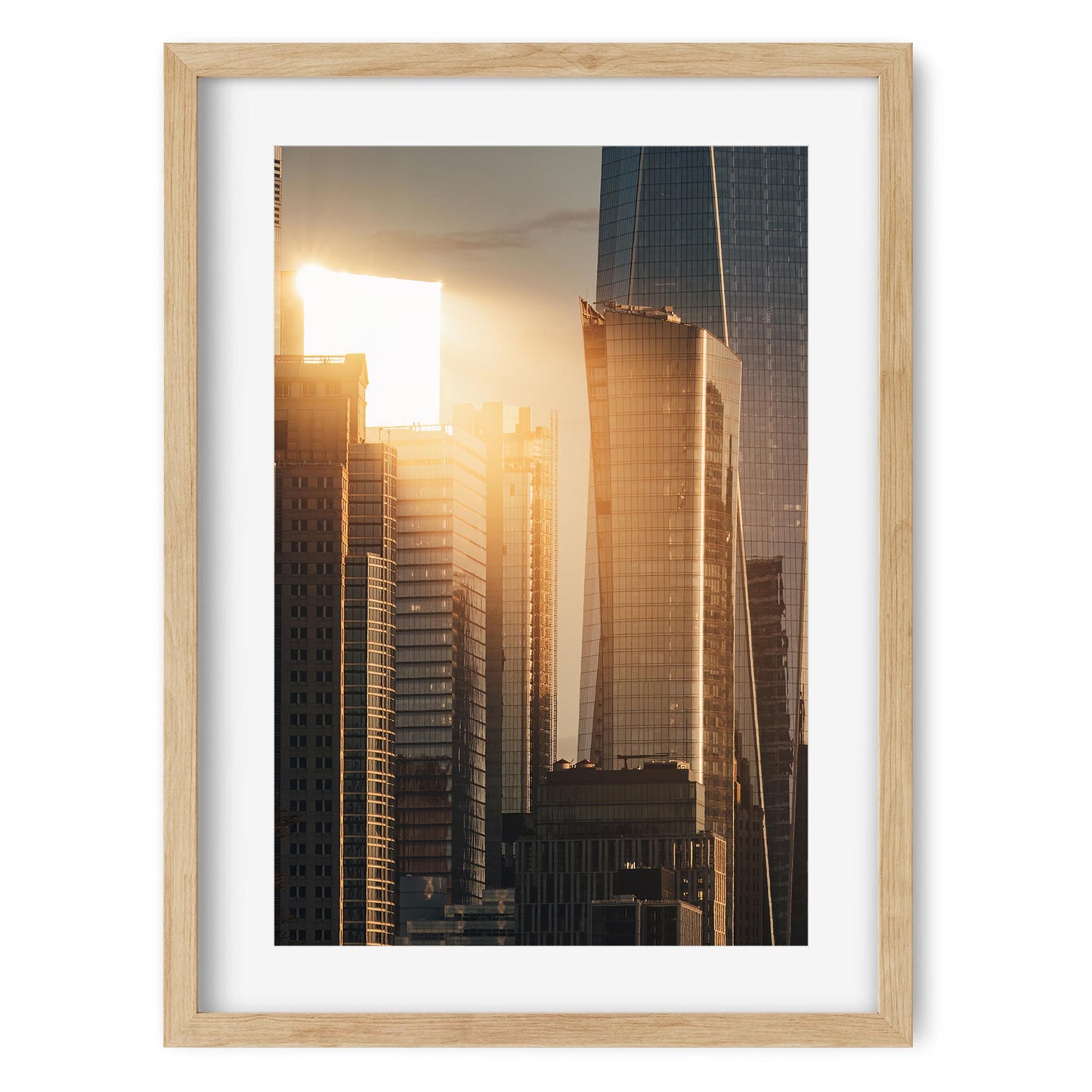 Fine art print of Sunset Light Reflected on Skyscrapers in Lower Manhattan New York City