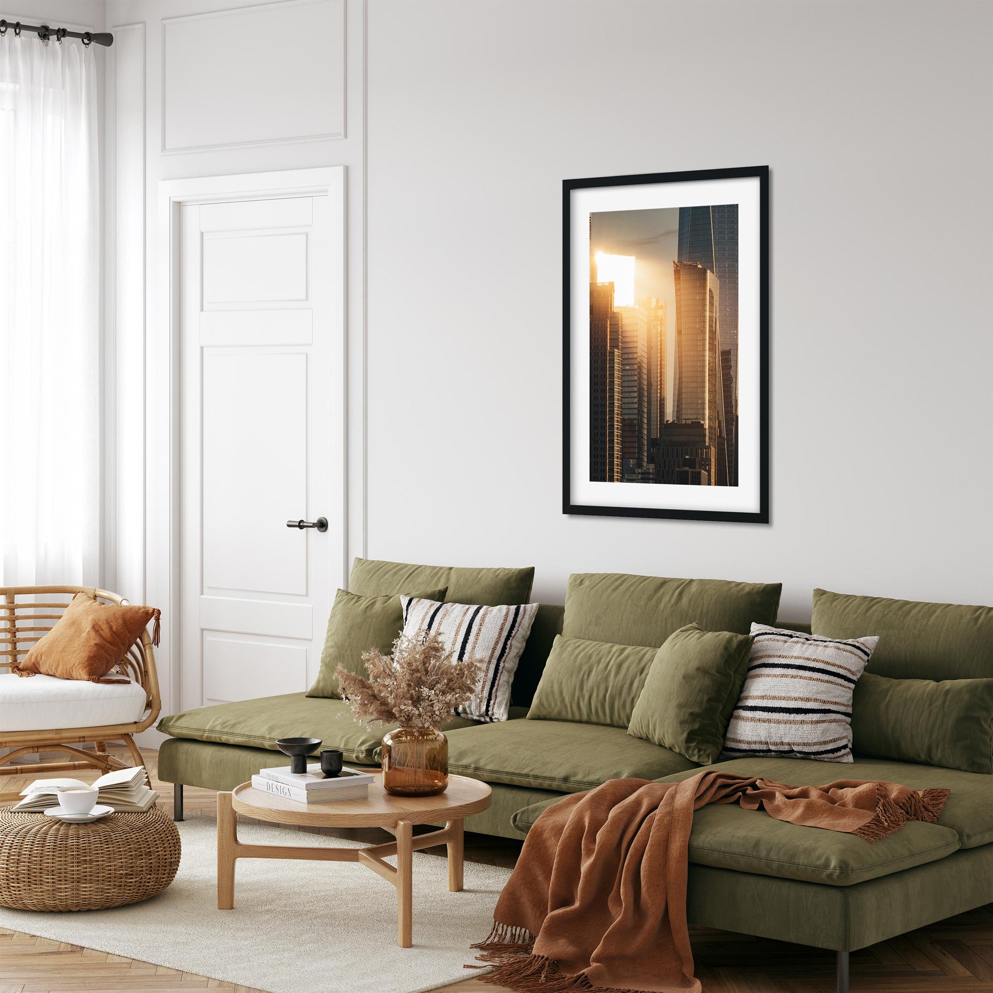 Fine art print of Sunset Light Reflected on Skyscrapers in Lower Manhattan New York City