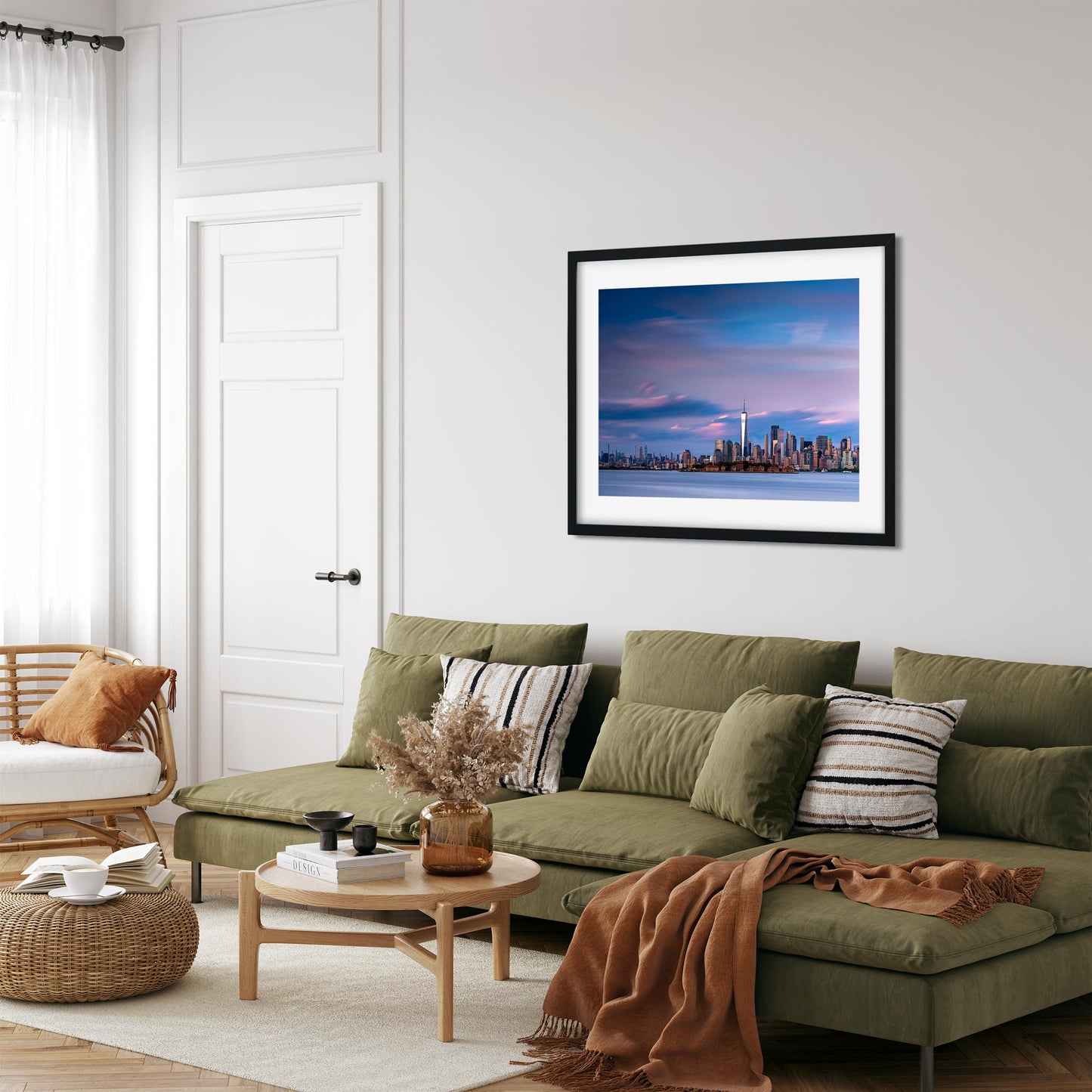 Fine art print of Lower Manhattan and Ellis Island at Sunset New York City