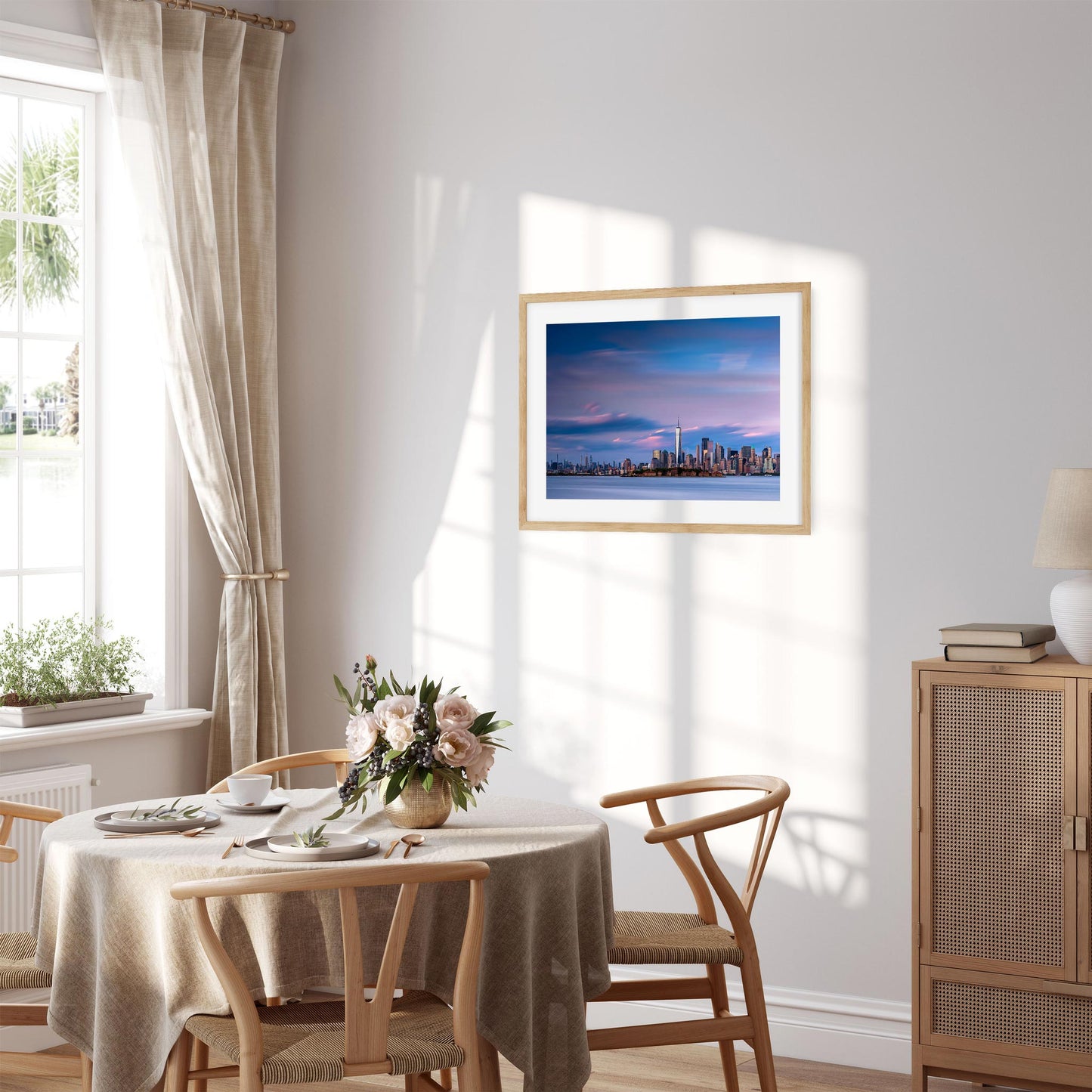 Fine art print of Lower Manhattan and Ellis Island at Sunset New York City