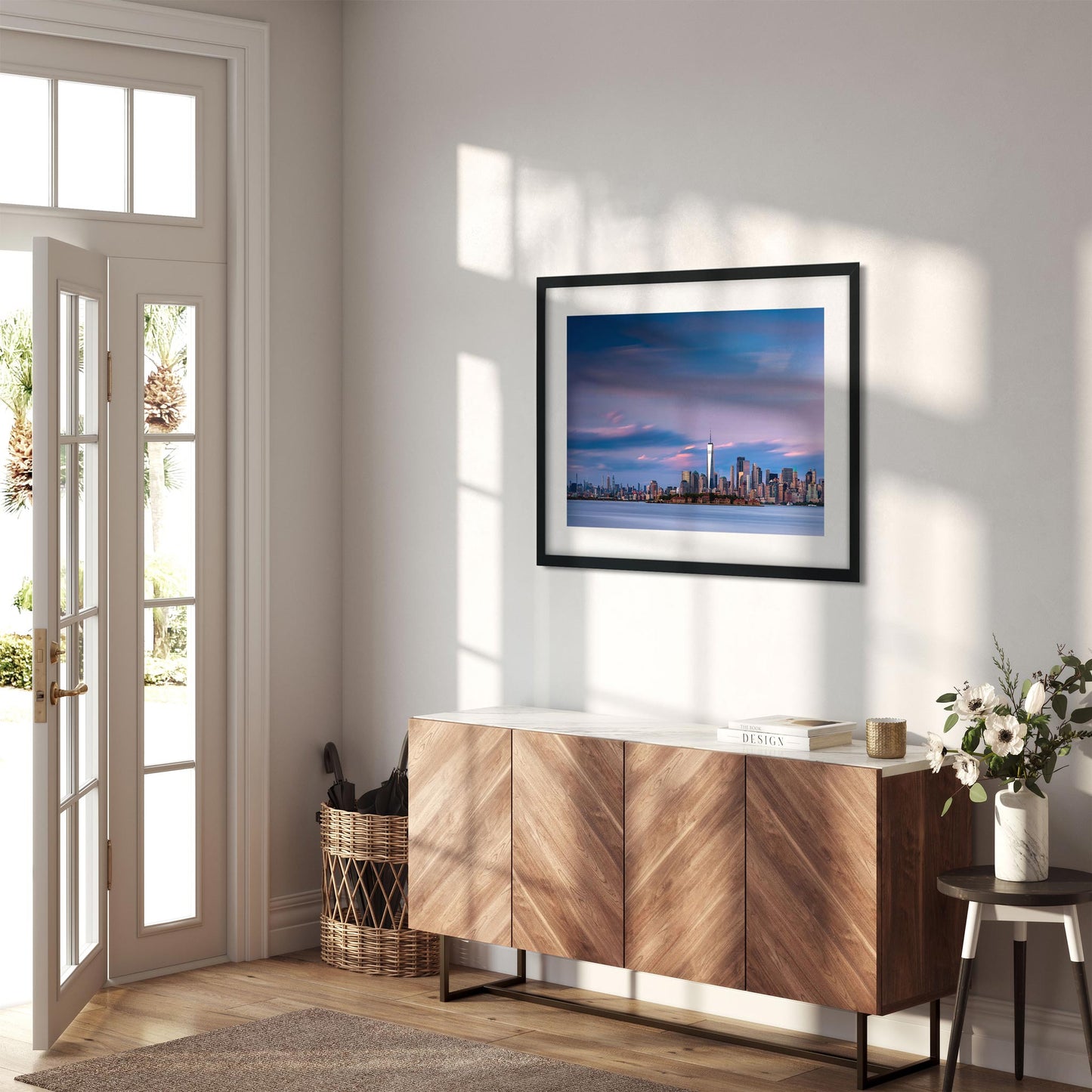 Fine art print of Lower Manhattan and Ellis Island at Sunset New York City