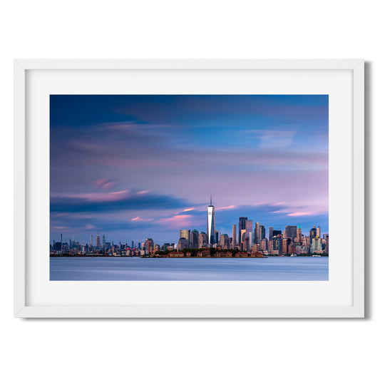 Lower Manhattan and Ellis Island at sunset 2022