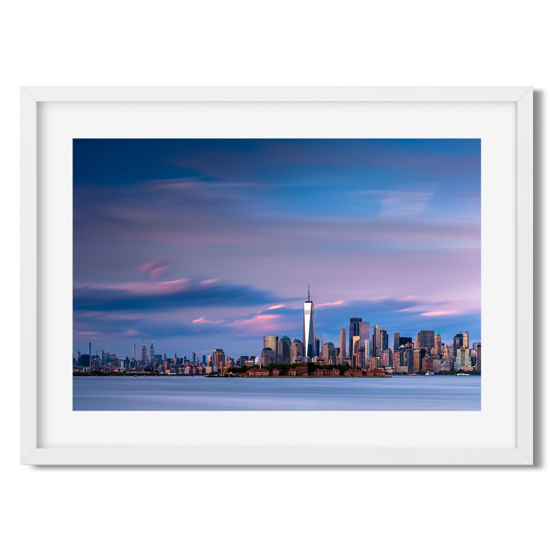 Fine art print of Lower Manhattan and Ellis Island at Sunset New York City