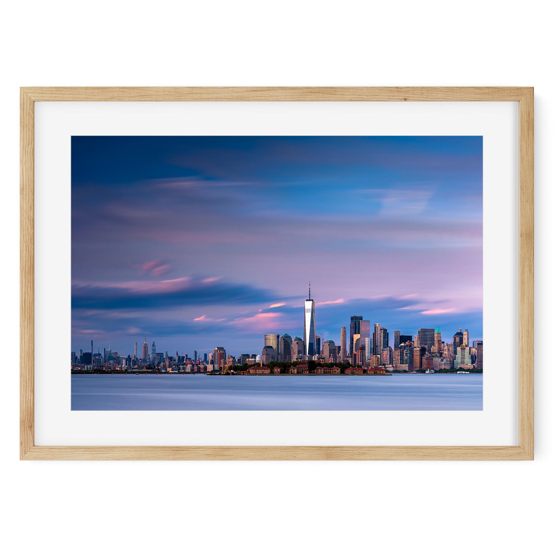 Fine art print of Lower Manhattan and Ellis Island at Sunset New York City