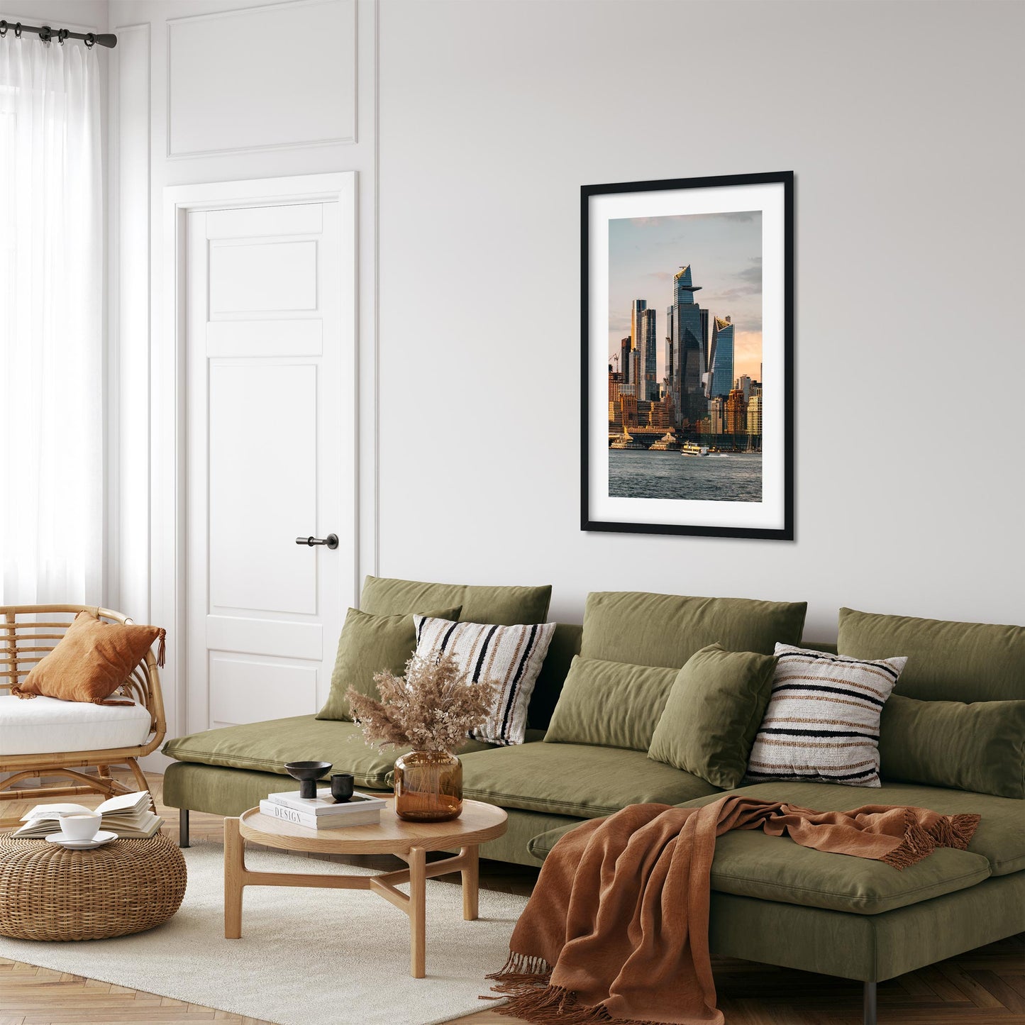 Fine art print of Sunset Vibe at Hudson Yards and Hudson River Side New York City