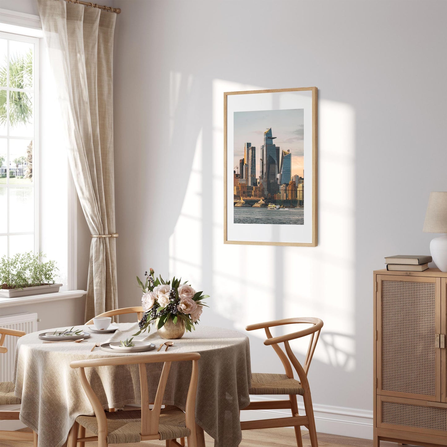 Fine art print of Sunset Vibe at Hudson Yards and Hudson River Side New York City