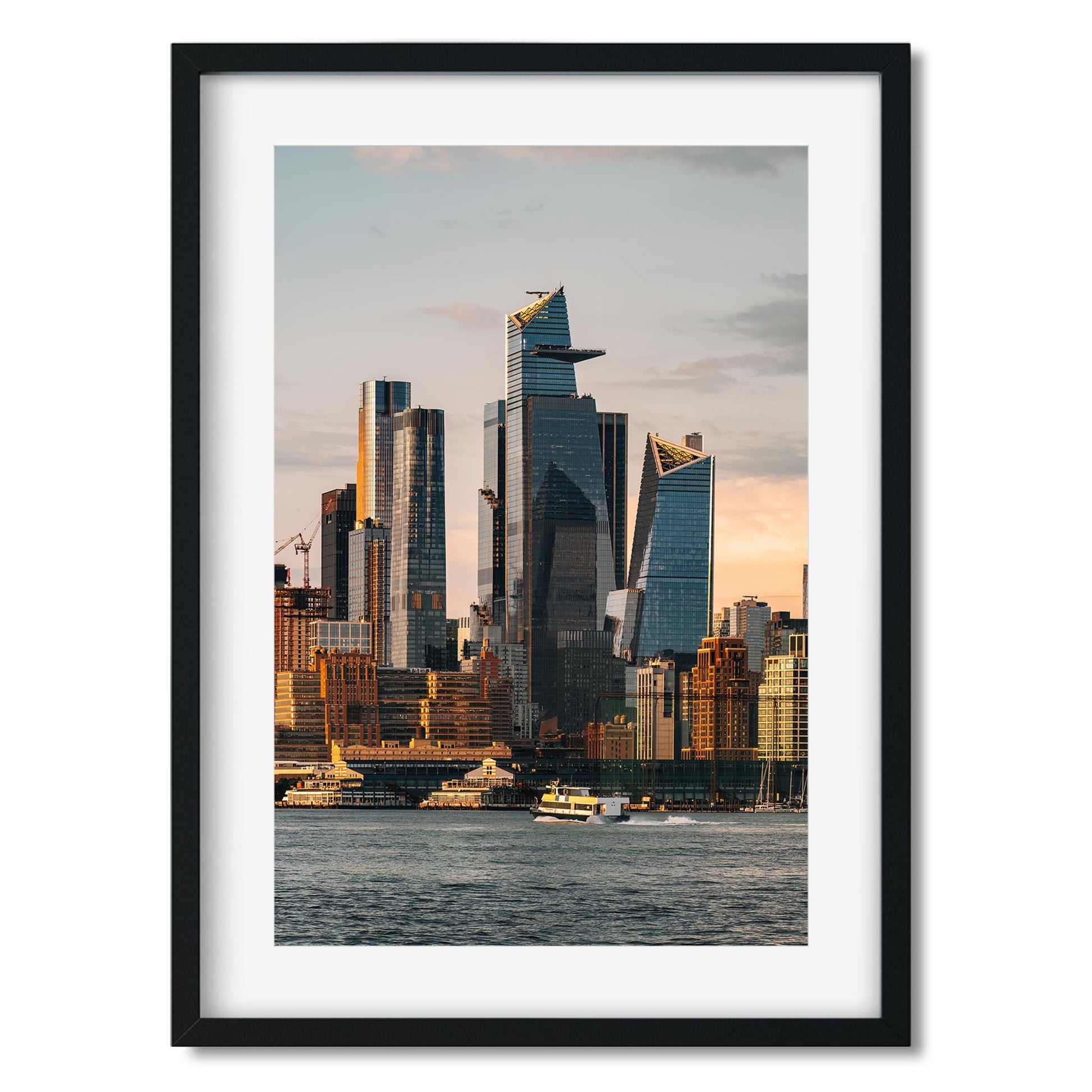Fine art print of Sunset Vibe at Hudson Yards and Hudson River Side New York City