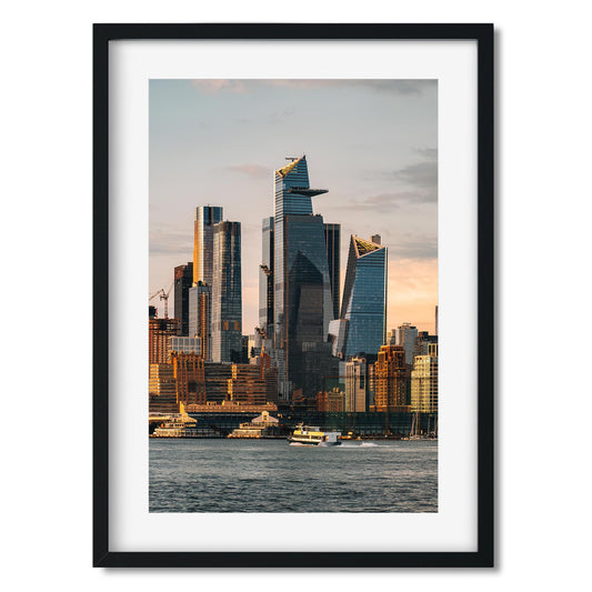 Fine art print of Sunset Vibe at Hudson Yards and Hudson River Side New York City