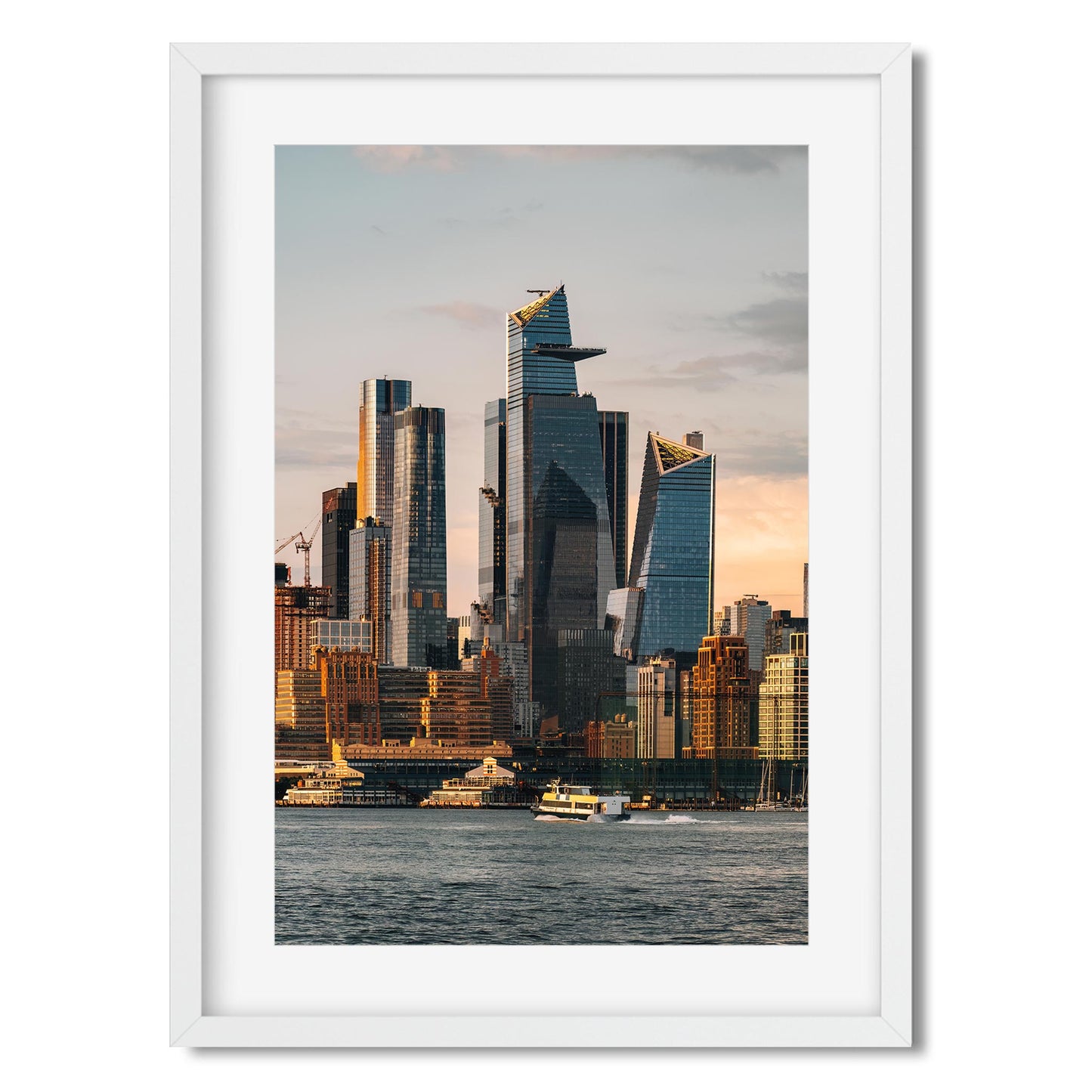 Fine art print of Sunset Vibe at Hudson Yards and Hudson River Side New York City