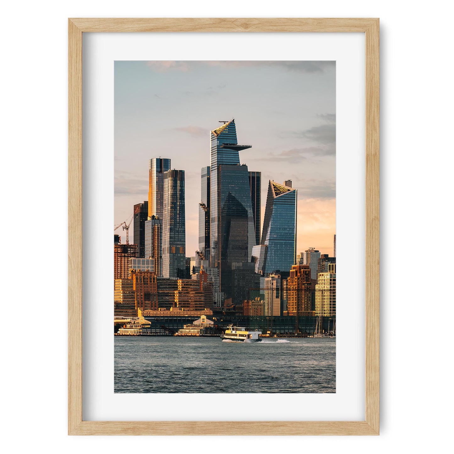 Fine art print of Sunset Vibe at Hudson Yards and Hudson River Side New York City