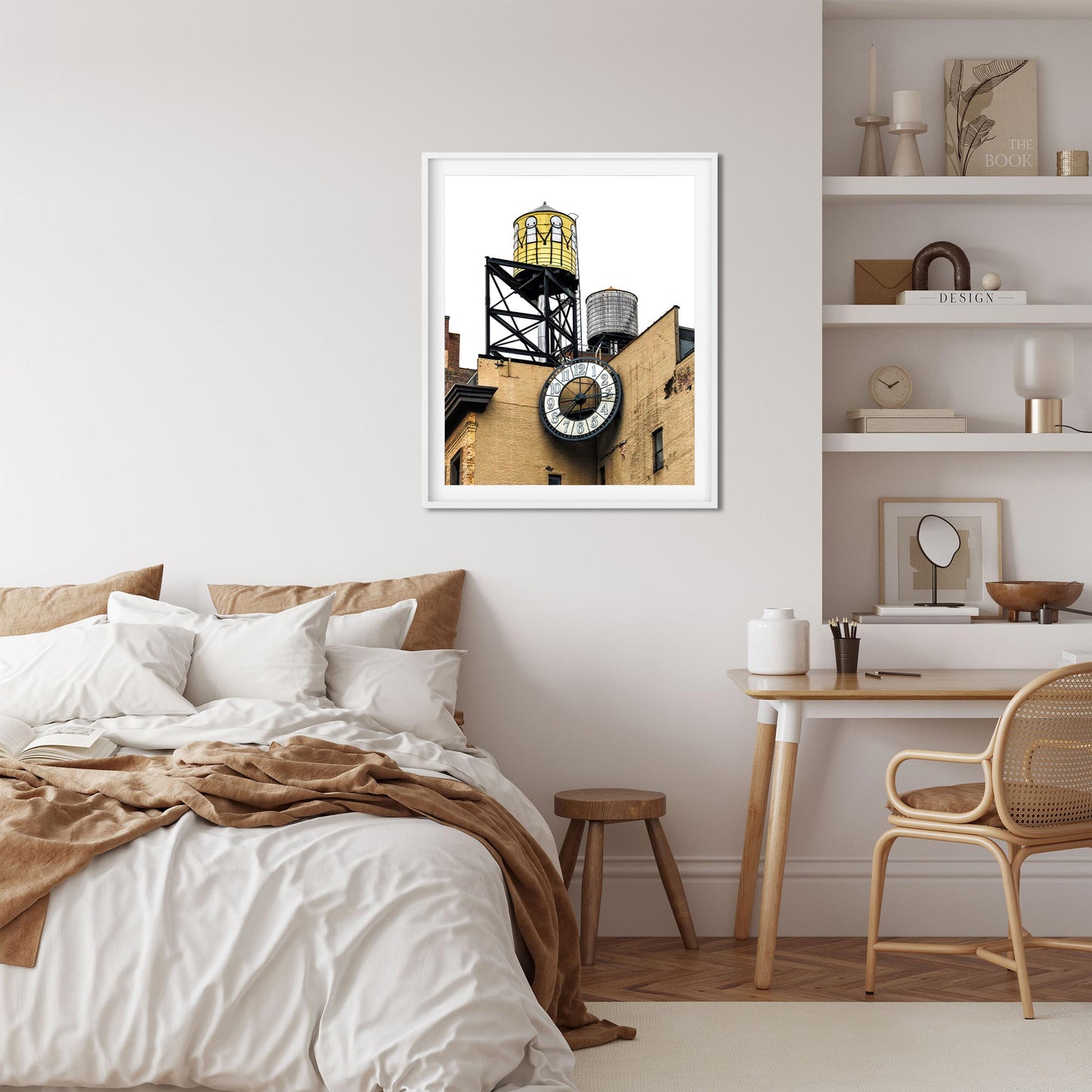 Fine art print of Water Tower Painted by STIK with Clock in East Village New York City