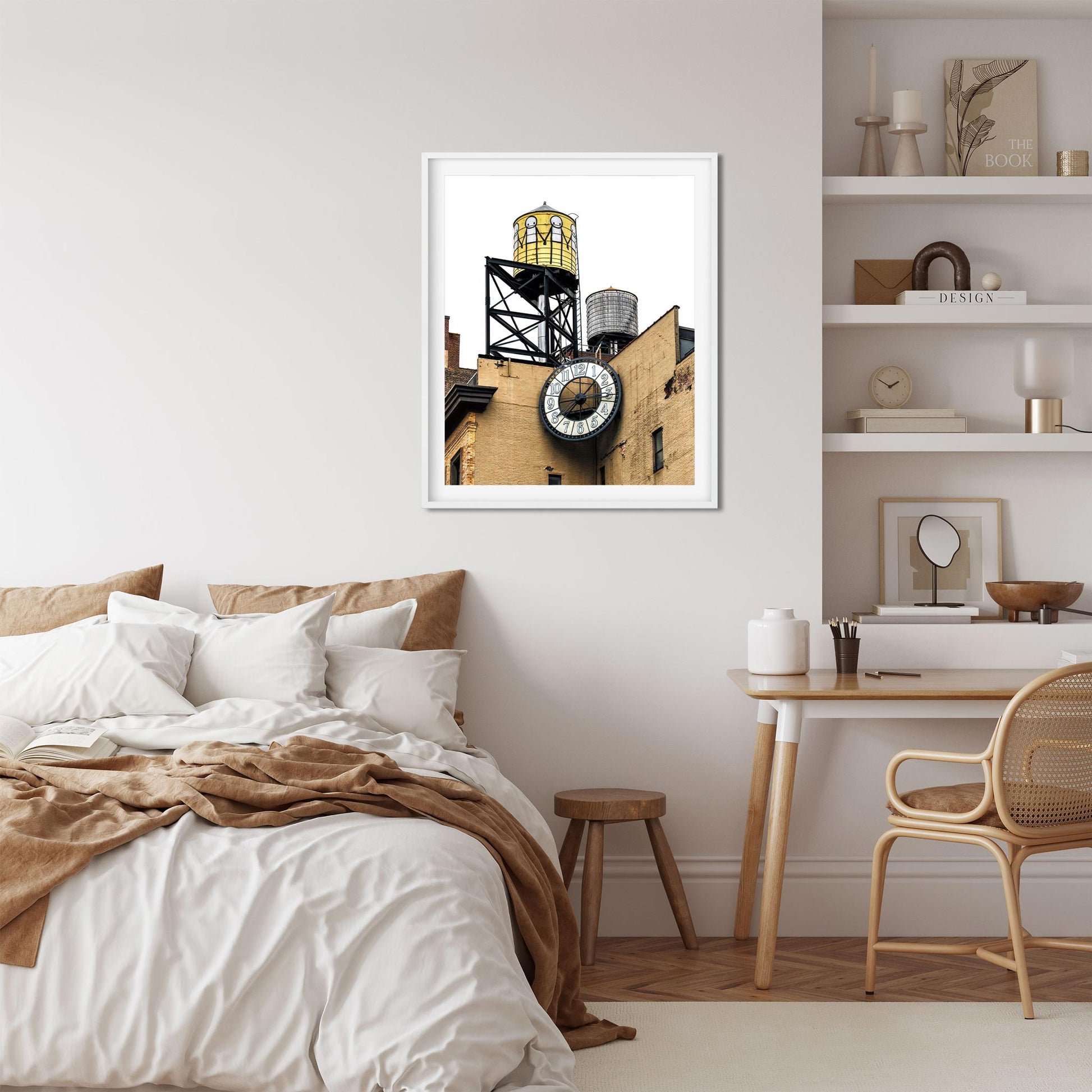 Fine art print of Water Tower Painted by STIK with Clock in East Village New York City