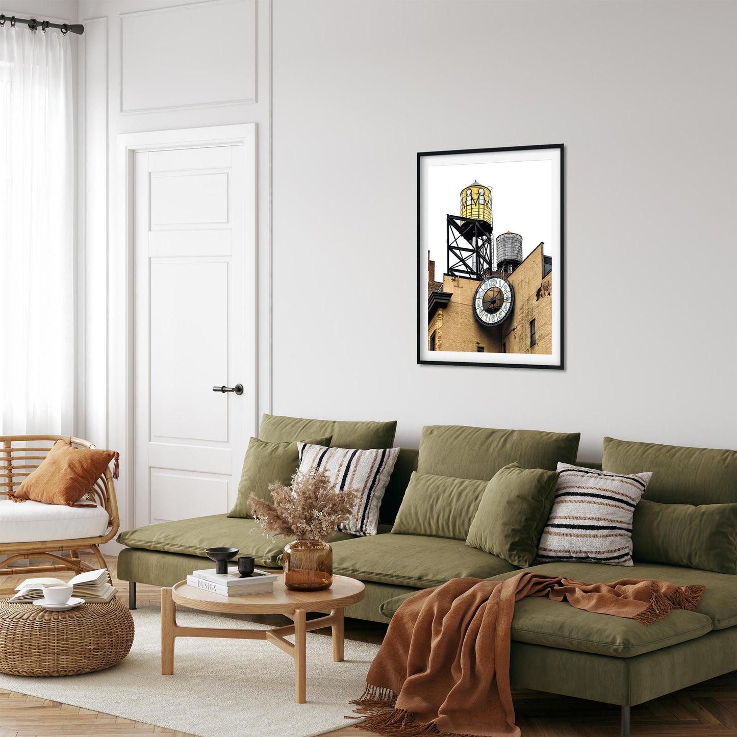 Fine art print of Water Tower Painted by STIK with Clock in East Village New York City