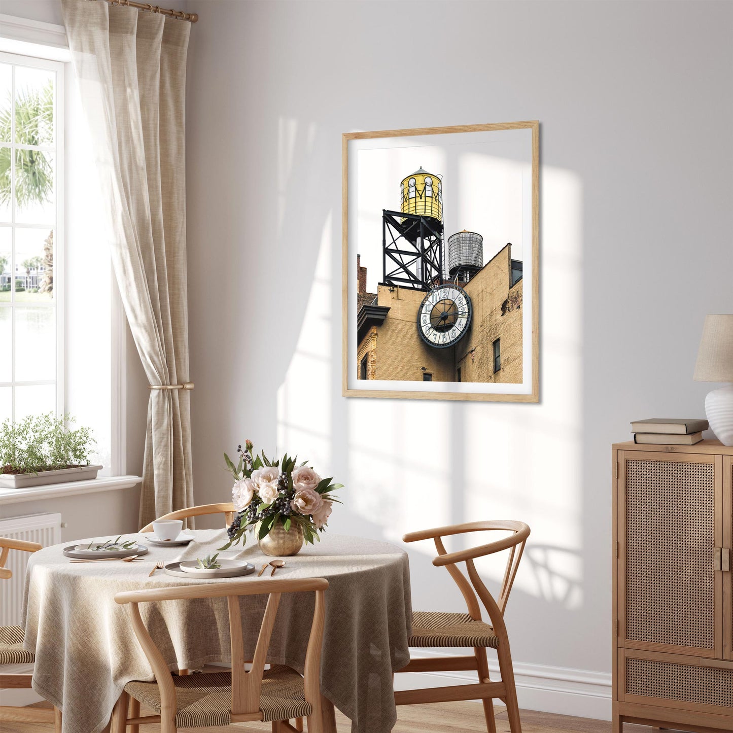 Fine art print of Water Tower Painted by STIK with Clock in East Village New York City