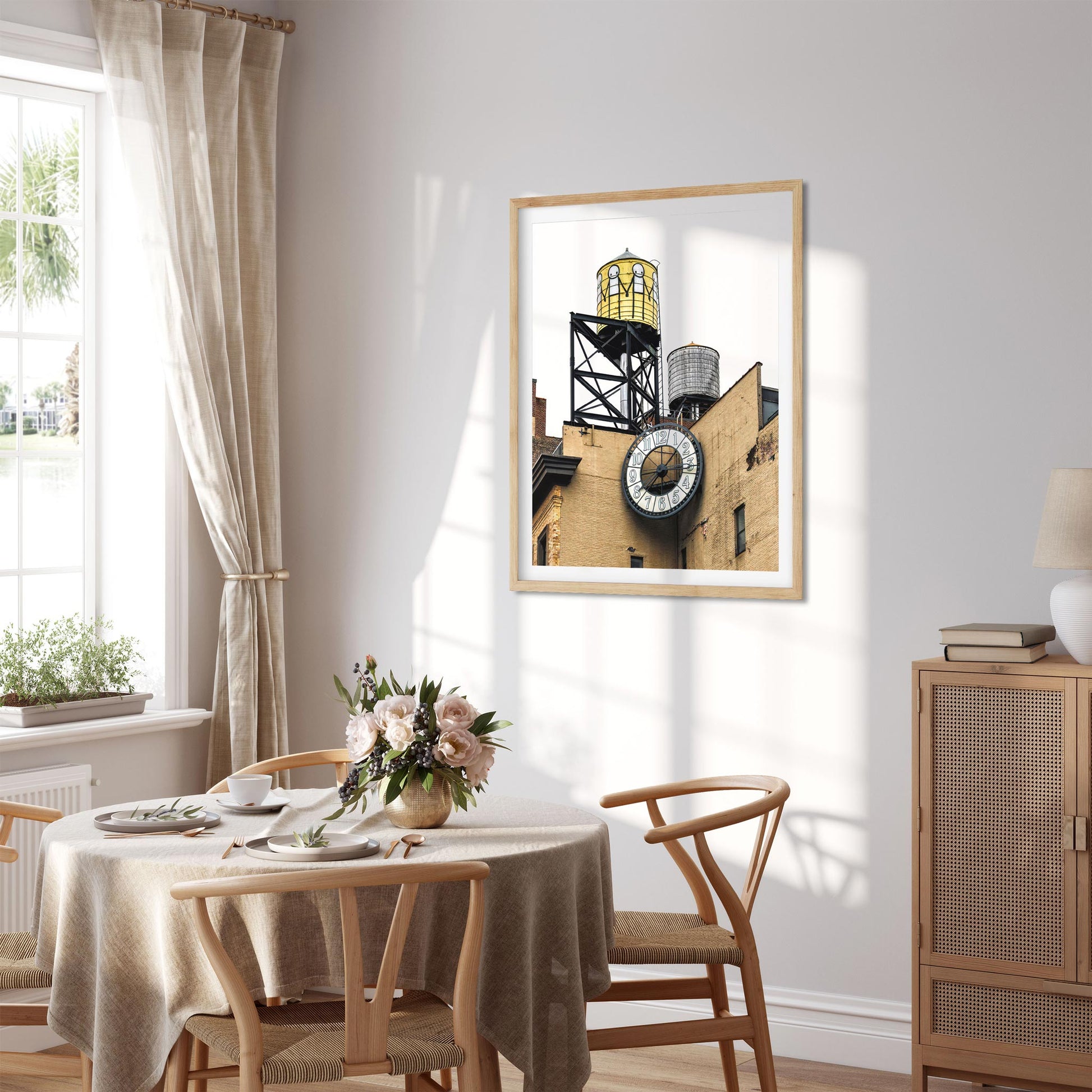 Fine art print of Water Tower Painted by STIK with Clock in East Village New York City